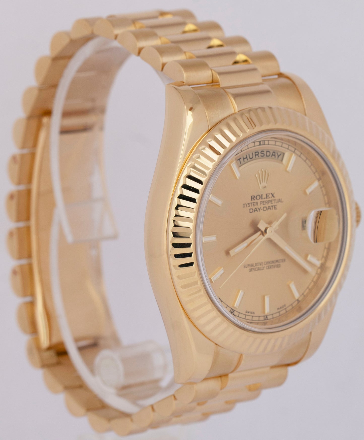 MINT PAPERS Rolex Day-Date II 41mm Champagne 18K Yellow Gold Watch 218238 BOX