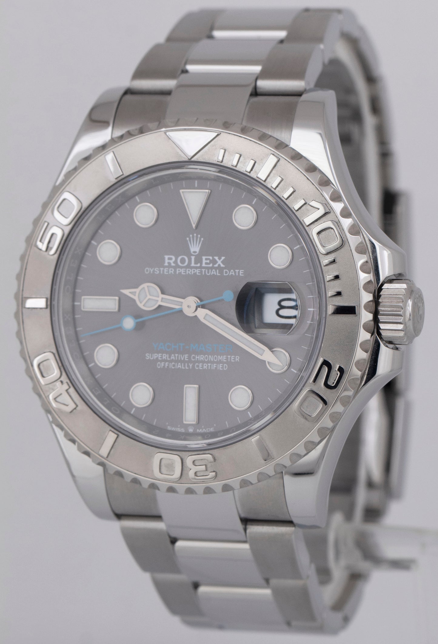NEW PAPERS Rolex Yacht-Master 40 Rhodium Blue Platinum Steel 126622 Watch BOX