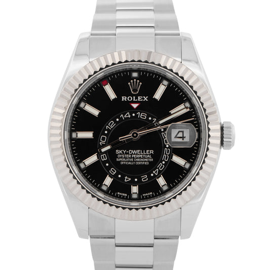 PAPERS Rolex Sky-Dweller 326934 Black 42mm OYSTER Steel 18K Gold Watch BOX