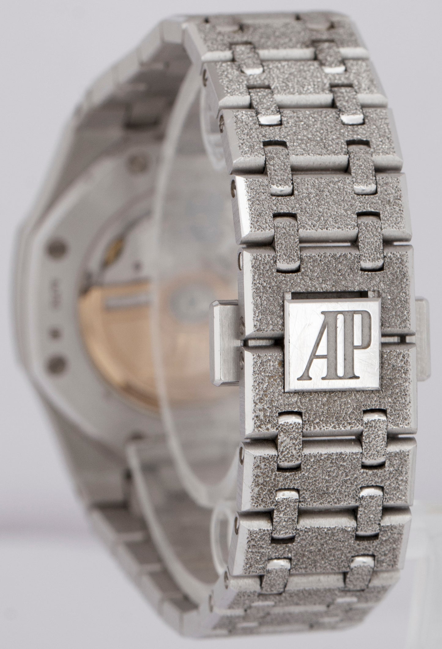 PAPERS Audemars Piguet Royal Oak BLUE FROSTED Gold 34mm 77353BC.GG.1263BC.01 BOX