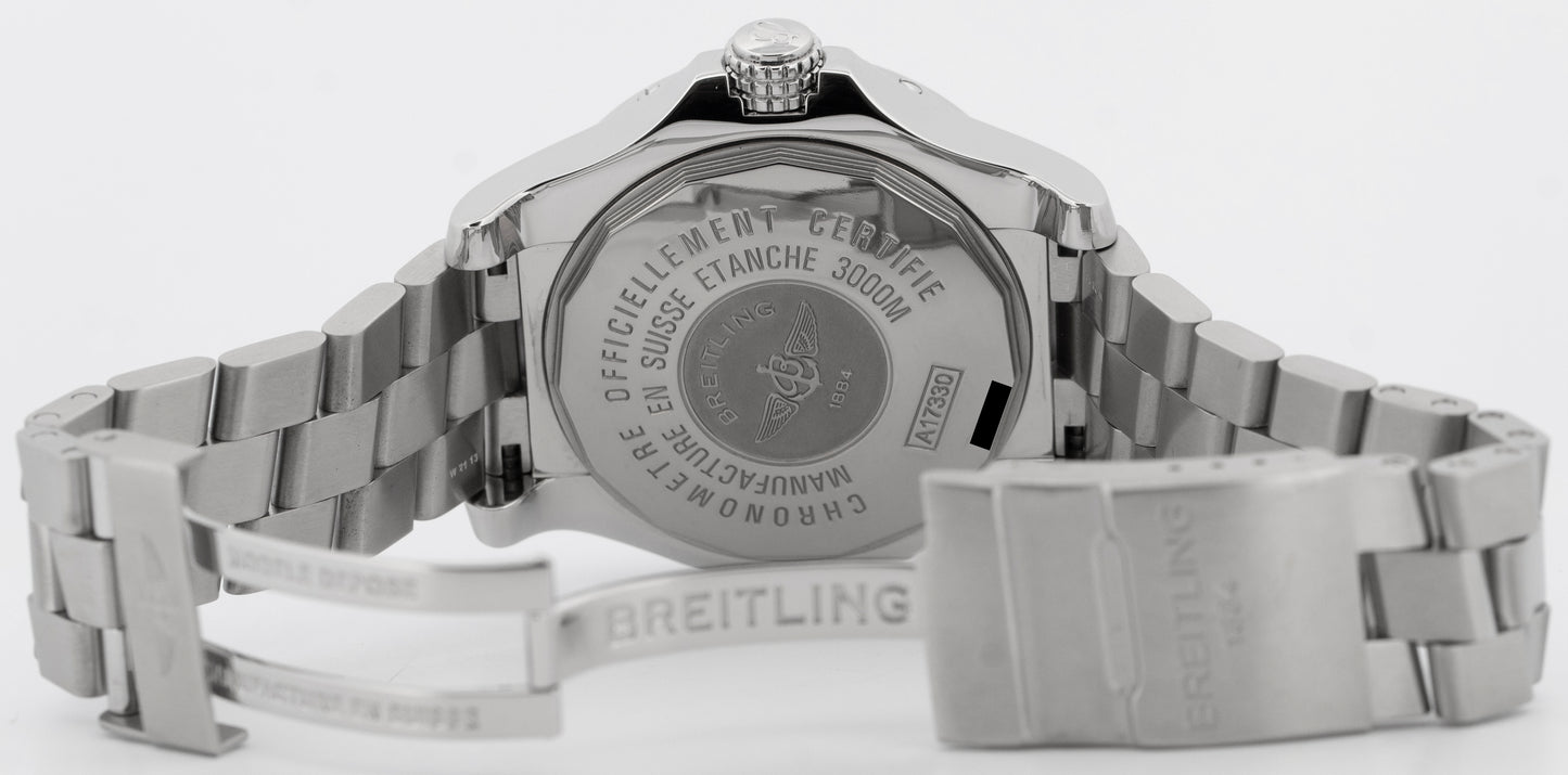 PAPERS Breitling Avenger Seawolf 45mm Stainless Black Automatic Watch A17330 BOX
