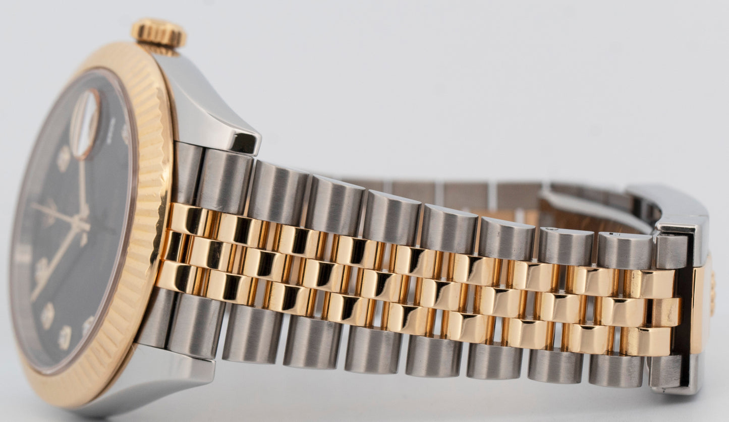 Rolex DateJust 41 DIAMOND Black Two-Tone 18K Yellow Gold Watch 41mm 126333