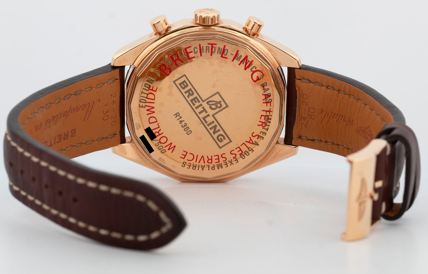 Breitling Chrono-matic Chronograph 18K Rose Gold 49mm Brown R14360 Watch BOX
