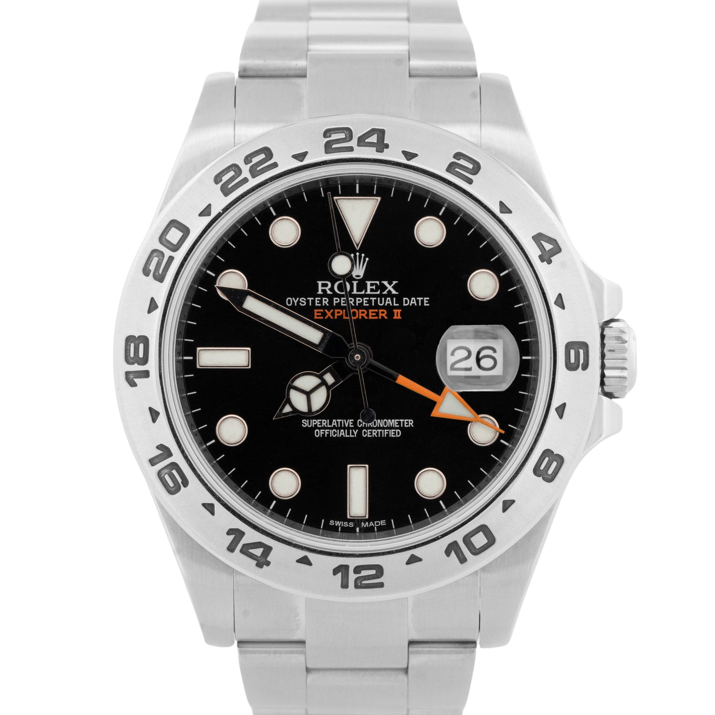 Rolex Explorer II 42mm BLACK Stainless Steel Orange Automatic Watch 216570