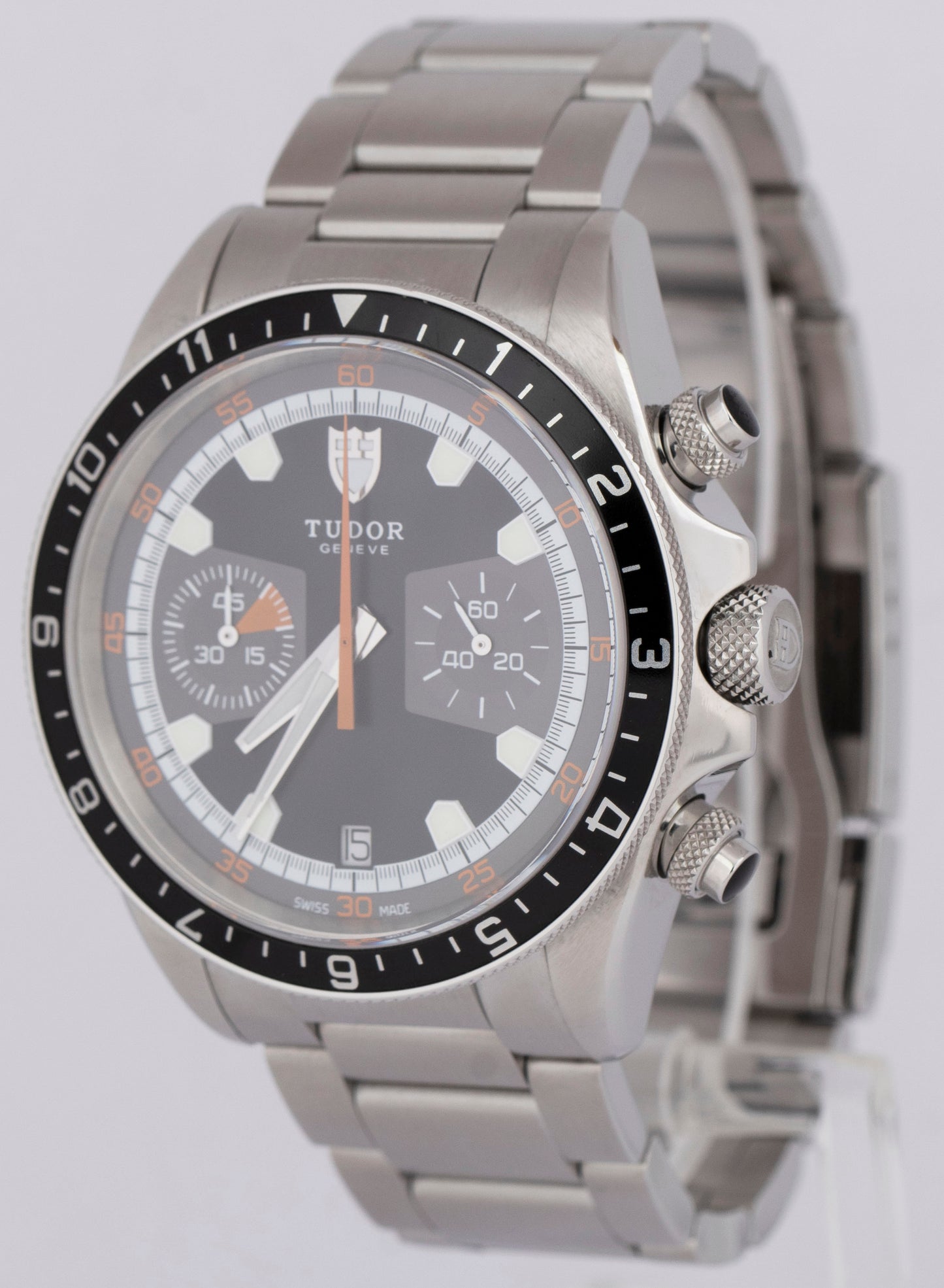 Tudor Heritage Chronograph Grey Orange Stainless Steel 42mm Date 70330 N Watch