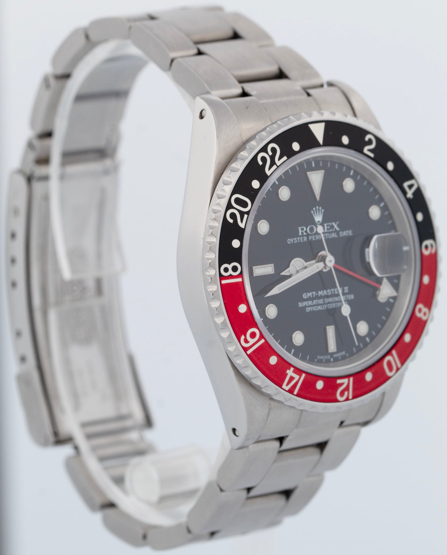 Rolex GMT-Master II 40mm Fat Lady Coke Red Black Stainless Steel Watch 16760