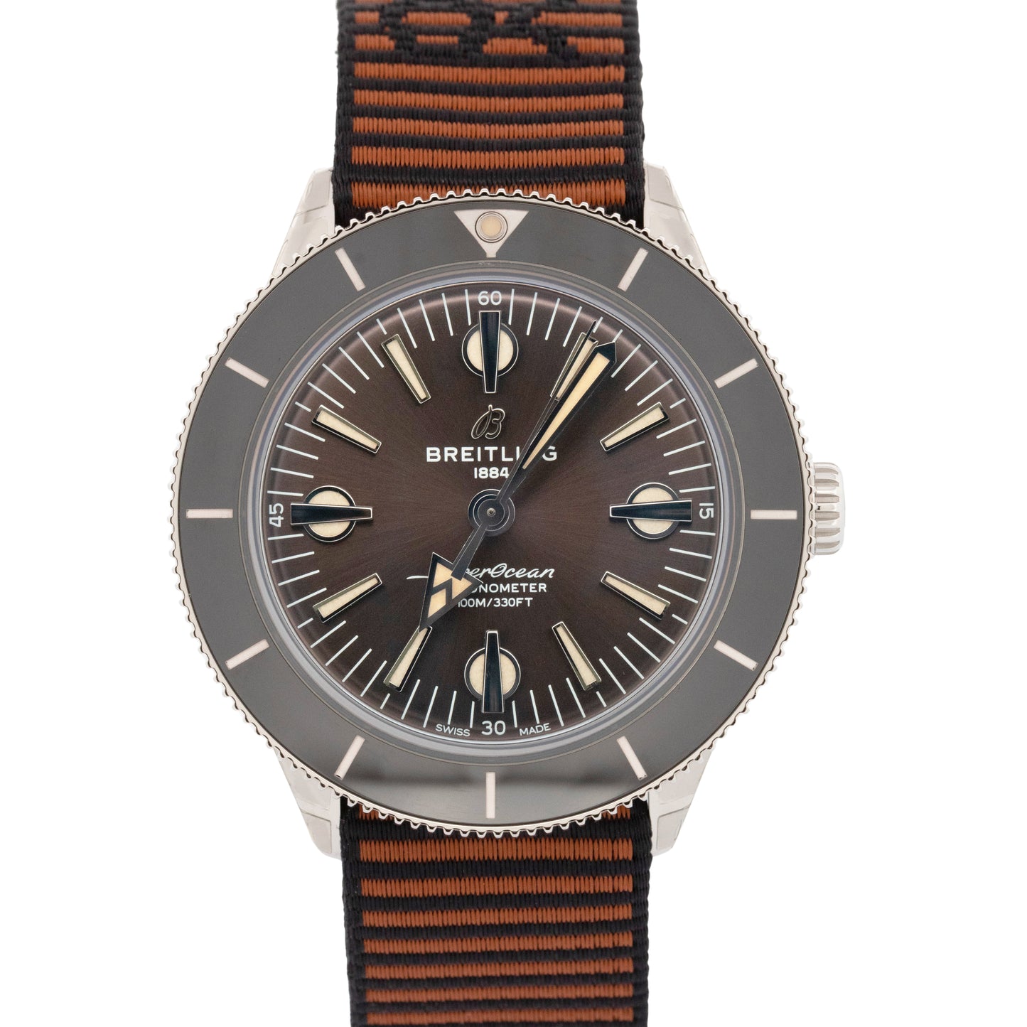 STICKERED Breitling Superocean Heritage Brown Stainless 42mm Watch A10370 BOX