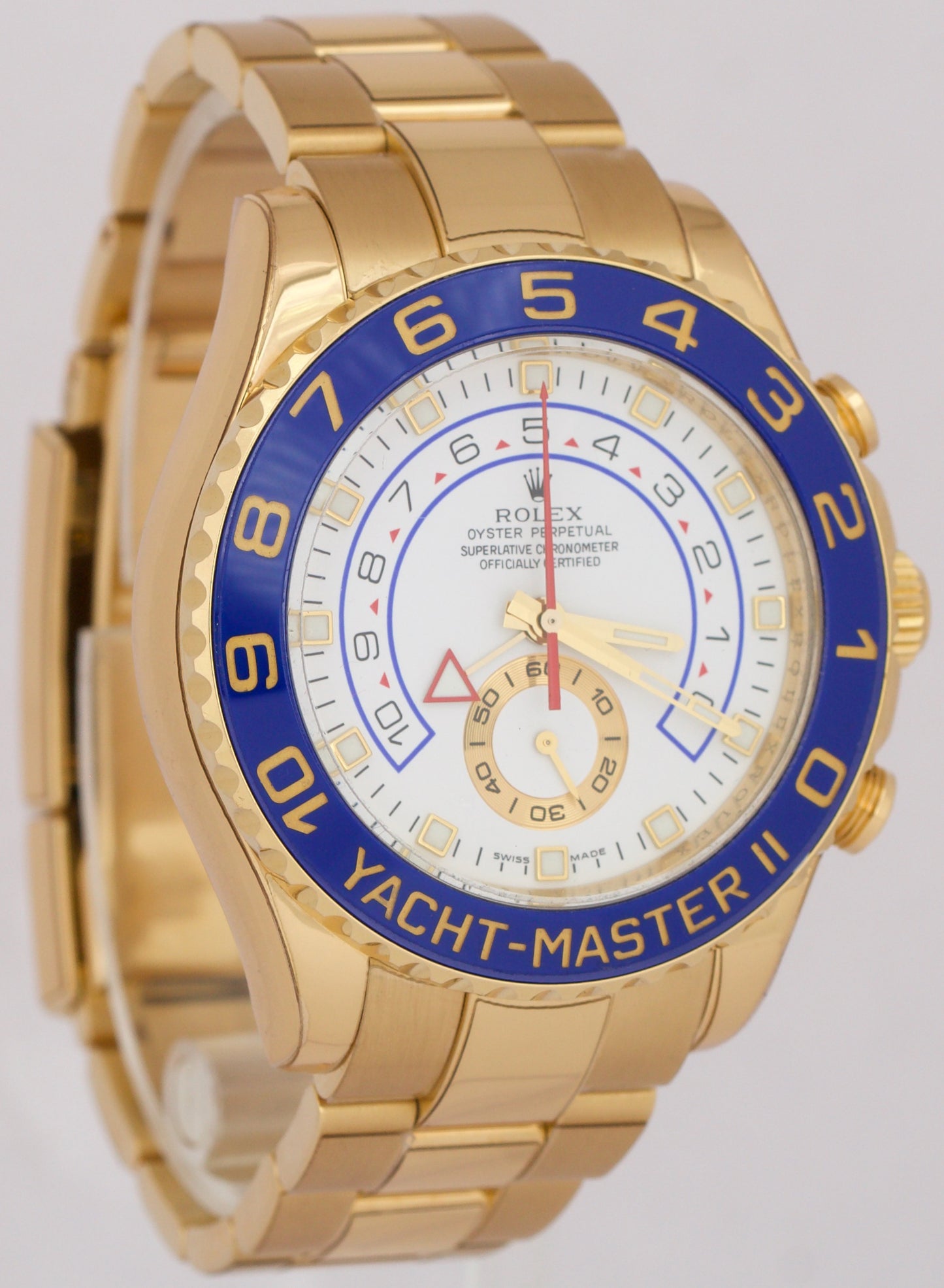 Rolex Yacht-Master II 18K Yellow Gold White Blue Regatta 44mm 116688 BOX