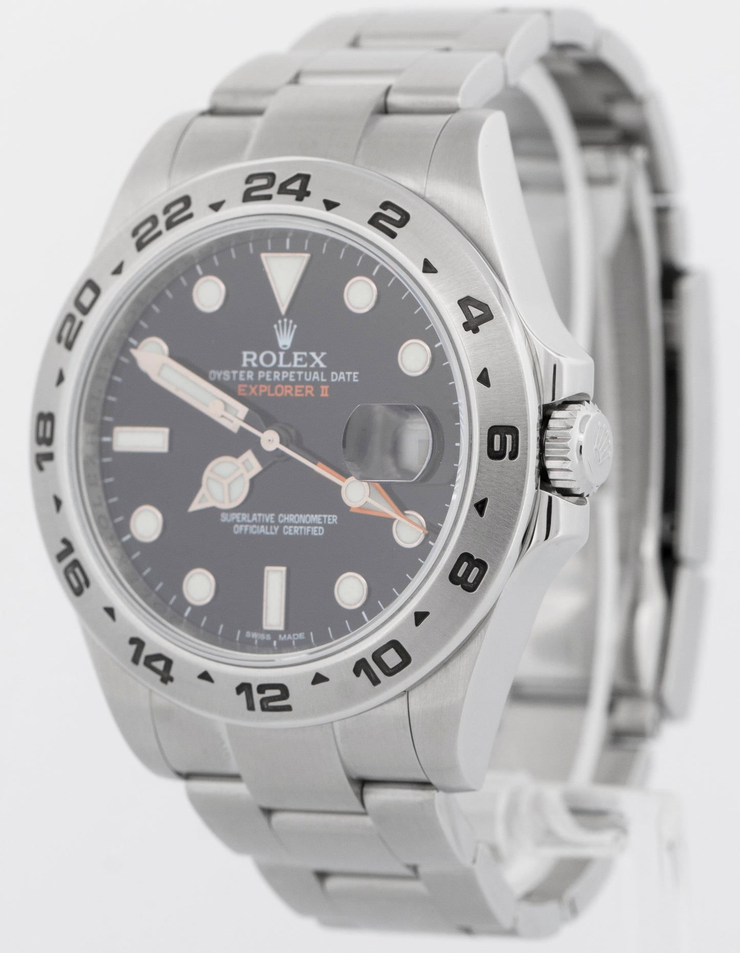 Rolex Explorer II 42mm BLACK Stainless Steel Orange Automatic Watch 216570