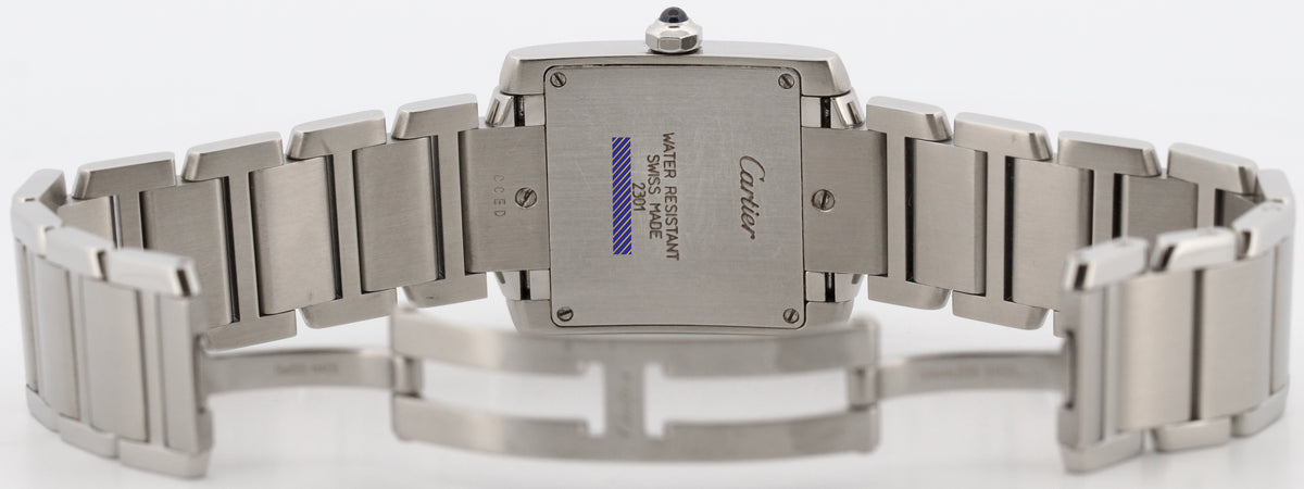 Cartier Tank Francaise 2301 W51003Q3 Mid-Size White Quartz Stainless 25mm Watch