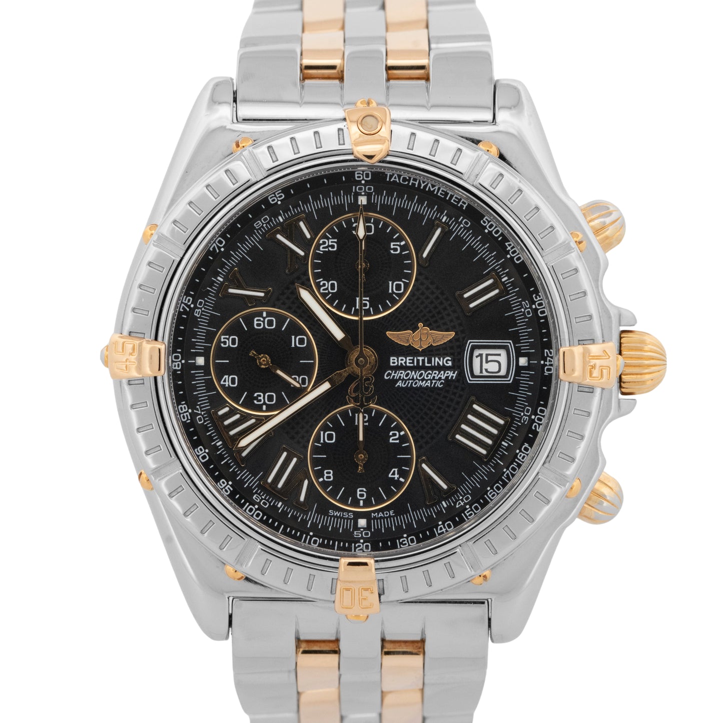 PAPERS Breitling Crosswind 43mm Two-Tone Yellow Gold Steel Watch B13055 BOX