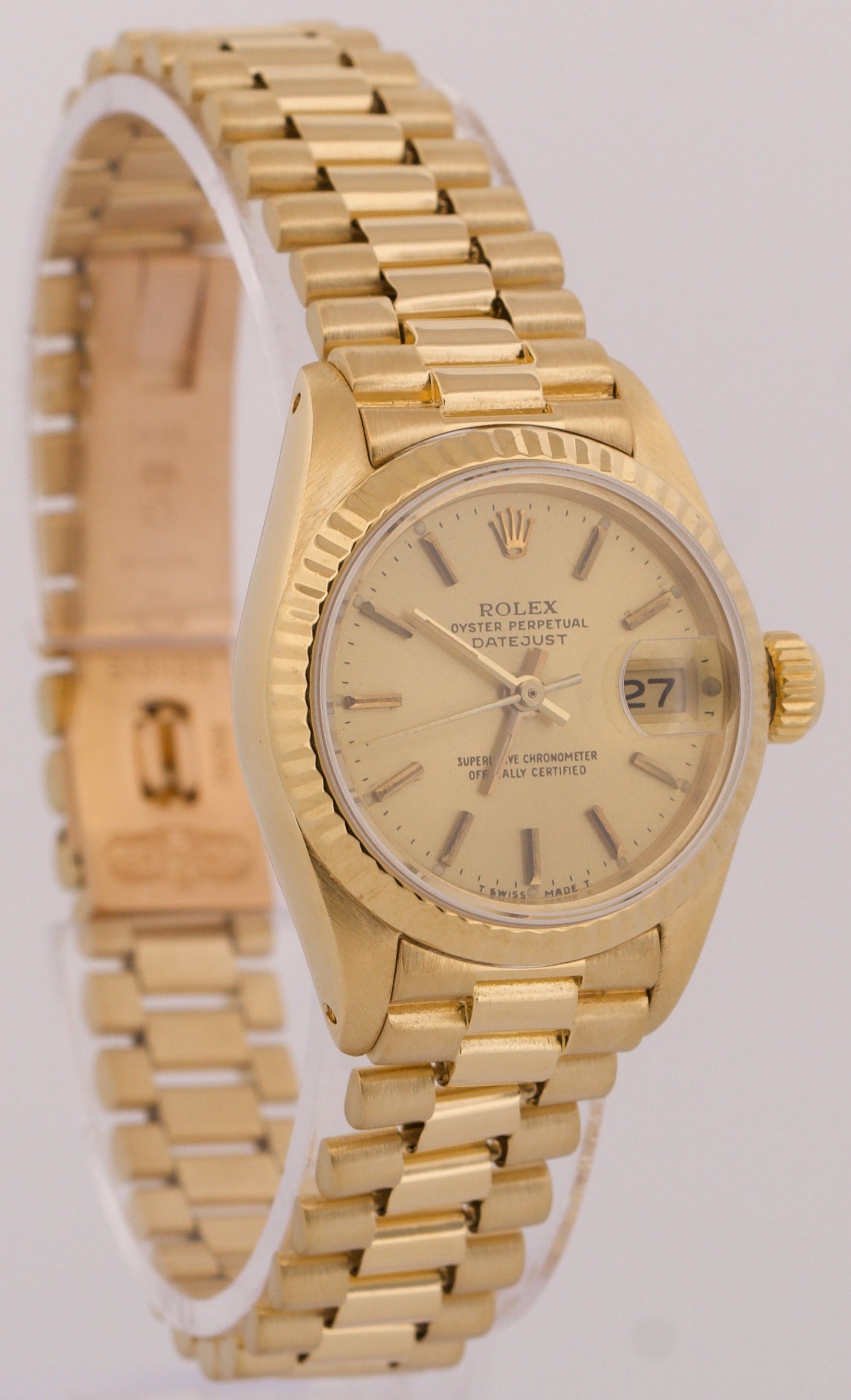 VINTAGE Rolex DateJust President 26mm CHAMPAGNE 18K Yellow Gold Fluted 6917