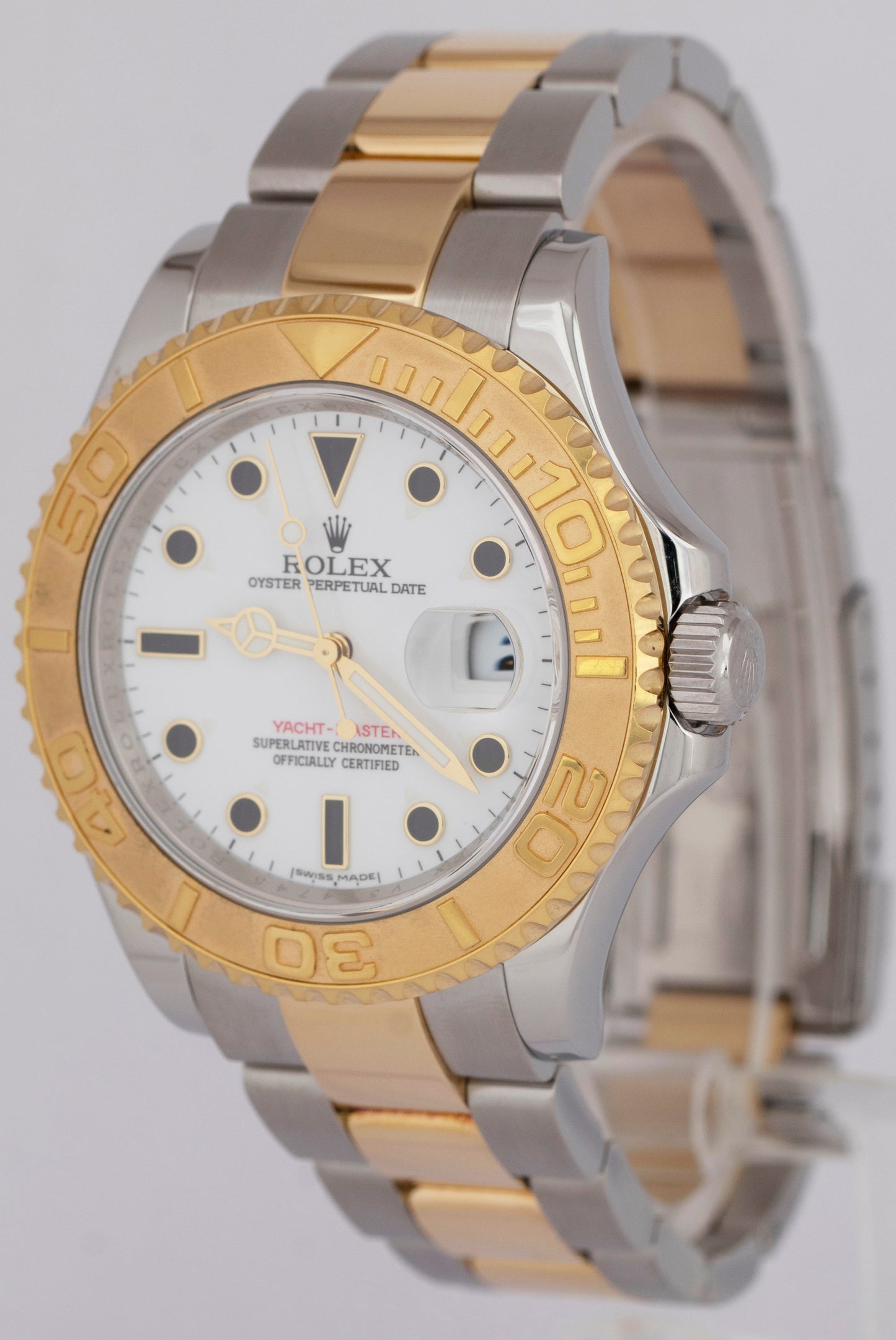 PAPERS Rolex Yacht-Master 40mm WHITE REHAUT Two-Tone 18K Yellow Gold 16623 BOX