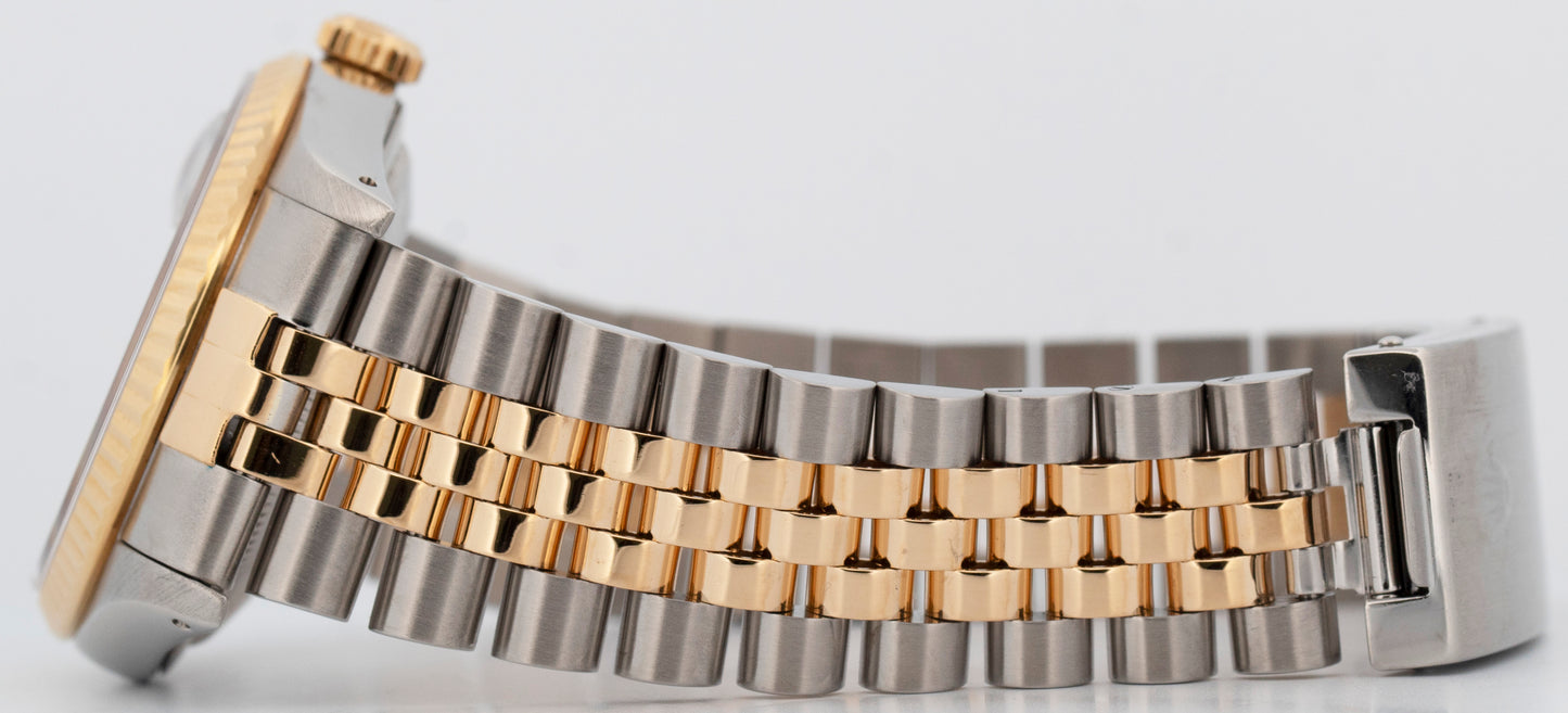 Rolex DateJust 36mm BLUE 18K Yellow Gold Stainless Steel JUBILEE Watch 16233