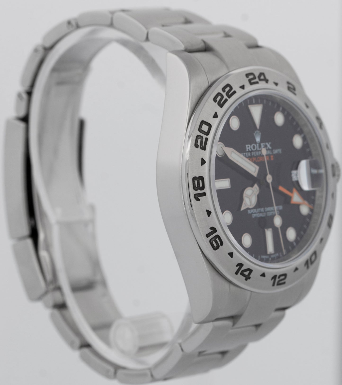 Rolex Explorer II 42mm BLACK Stainless Steel Orange Automatic Watch 216570