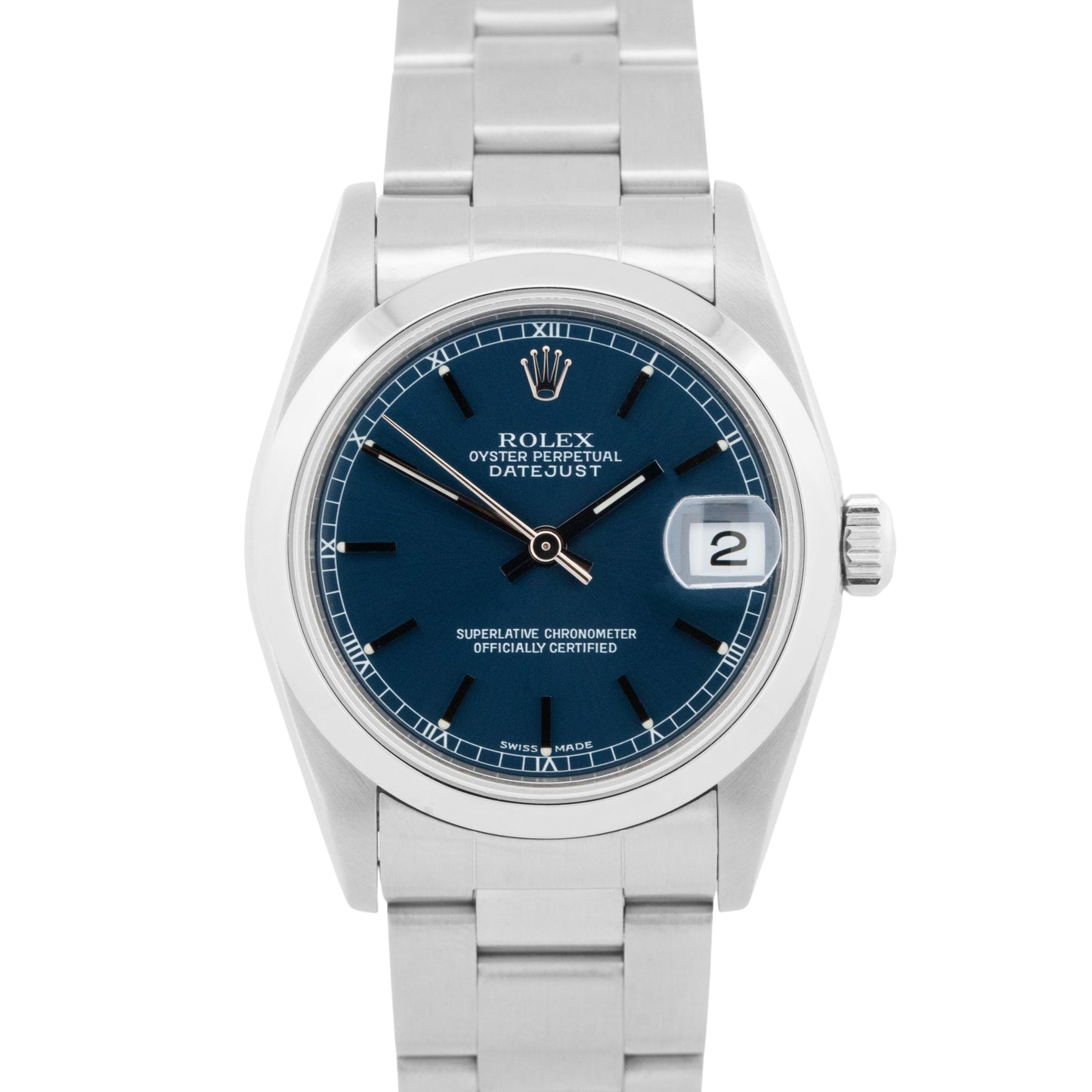 PAPERS Ladies Rolex DateJust Blue 31mm Stainless Steel Oyster Watch 78240 BOX