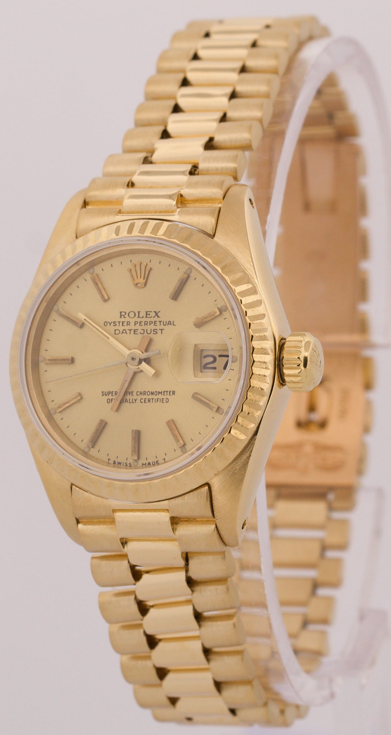 VINTAGE Rolex DateJust President 26mm CHAMPAGNE 18K Yellow Gold Fluted 6917