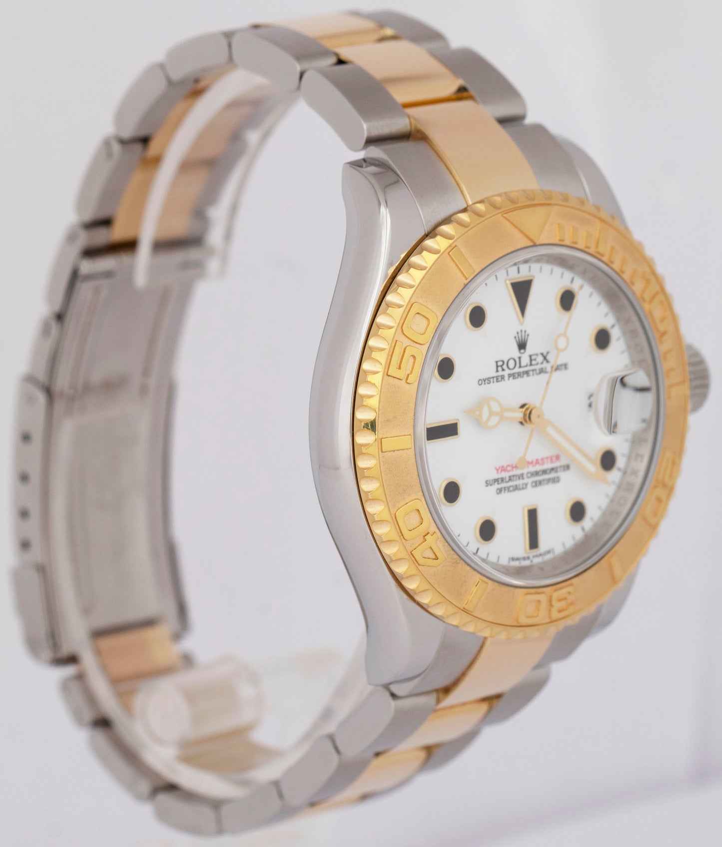 PAPERS Rolex Yacht-Master 40mm WHITE REHAUT Two-Tone 18K Yellow Gold 16623 BOX