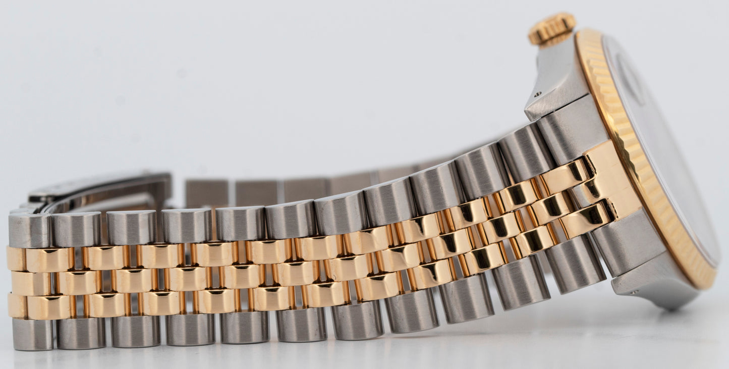 Rolex DateJust 36mm BLUE 18K Yellow Gold Stainless Steel JUBILEE Watch 16233