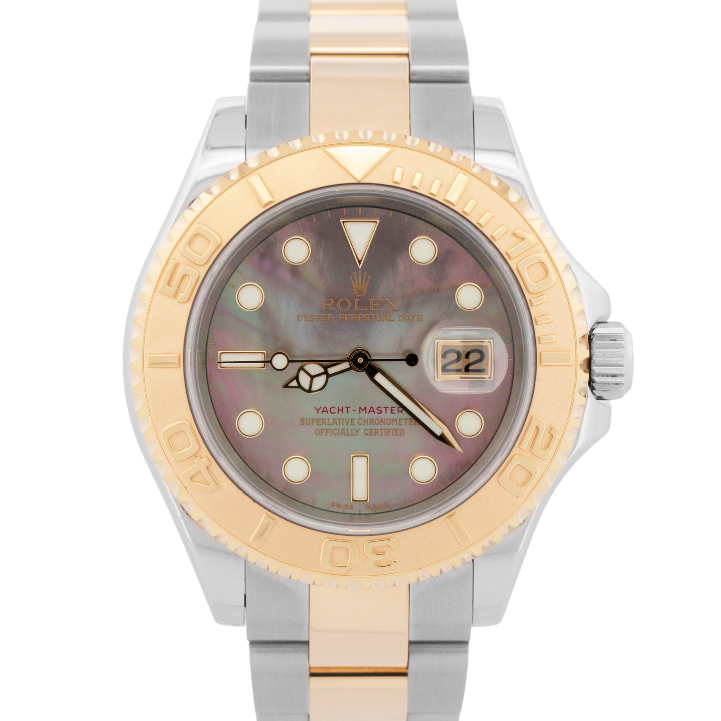 PAPERS Rolex Yacht-Master 40mm TAHITIAN MOP 18K Gold Two-Tone 16623 Watch BOX