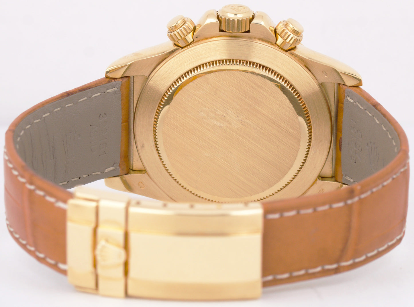 Rolex Daytona Cosmograph 18K Yellow Gold WHITE 40mm Brown Leather 16518 Watch