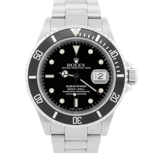 2018 RSC Rolex Submariner Date BLACK Stainless 40mm Oyster Automatic 16610 Watch