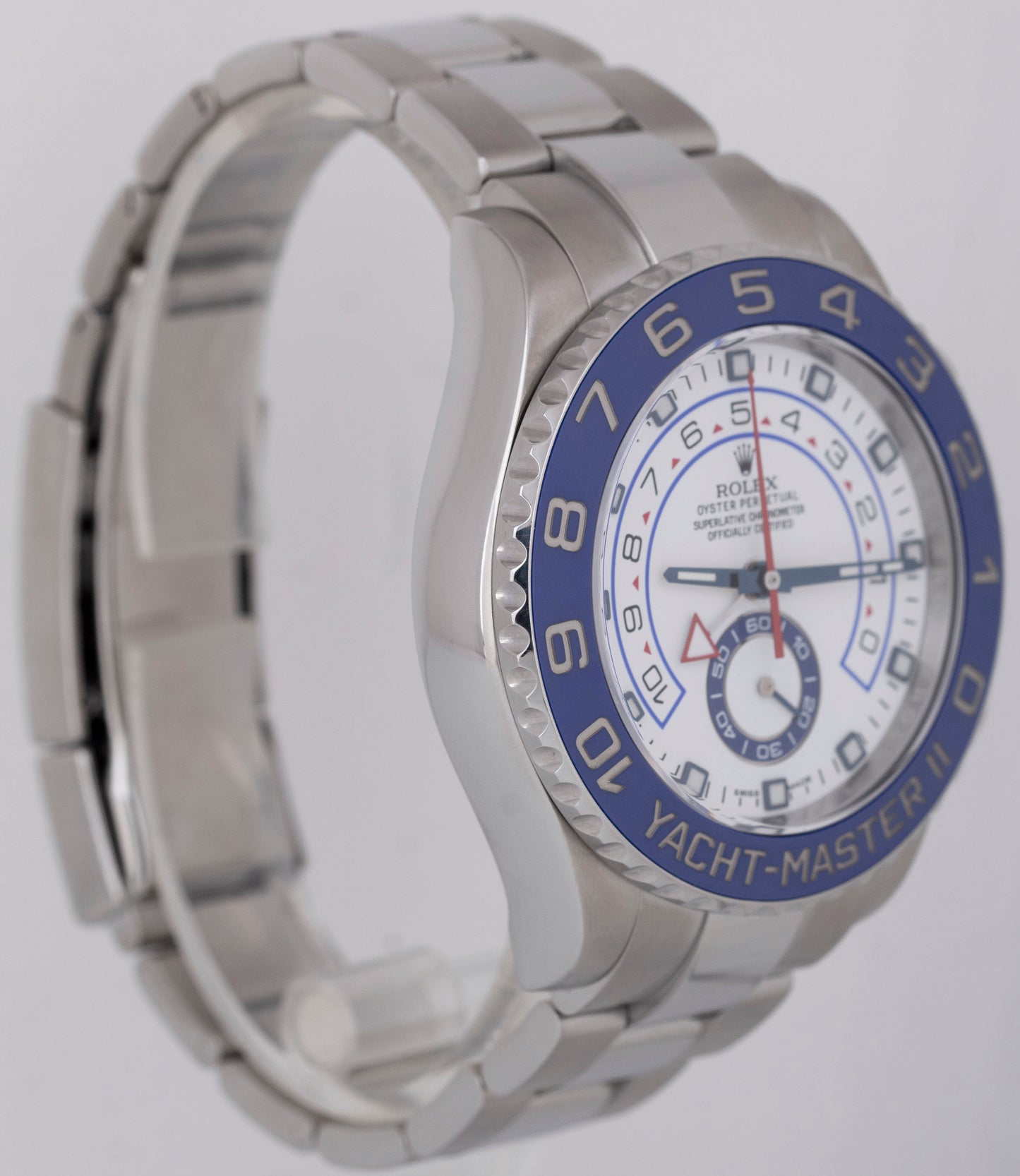 MINT 2016 PAPERS Rolex Yacht-Master II 44mm White Steel Blue Watch 116680 BOX