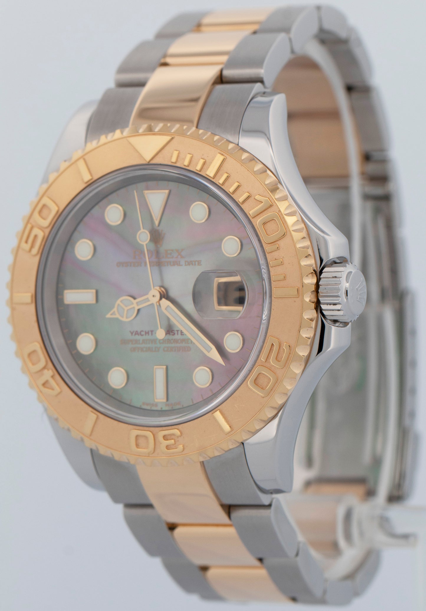 PAPERS Rolex Yacht-Master 40mm TAHITIAN MOP 18K Gold Two-Tone 16623 Watch BOX