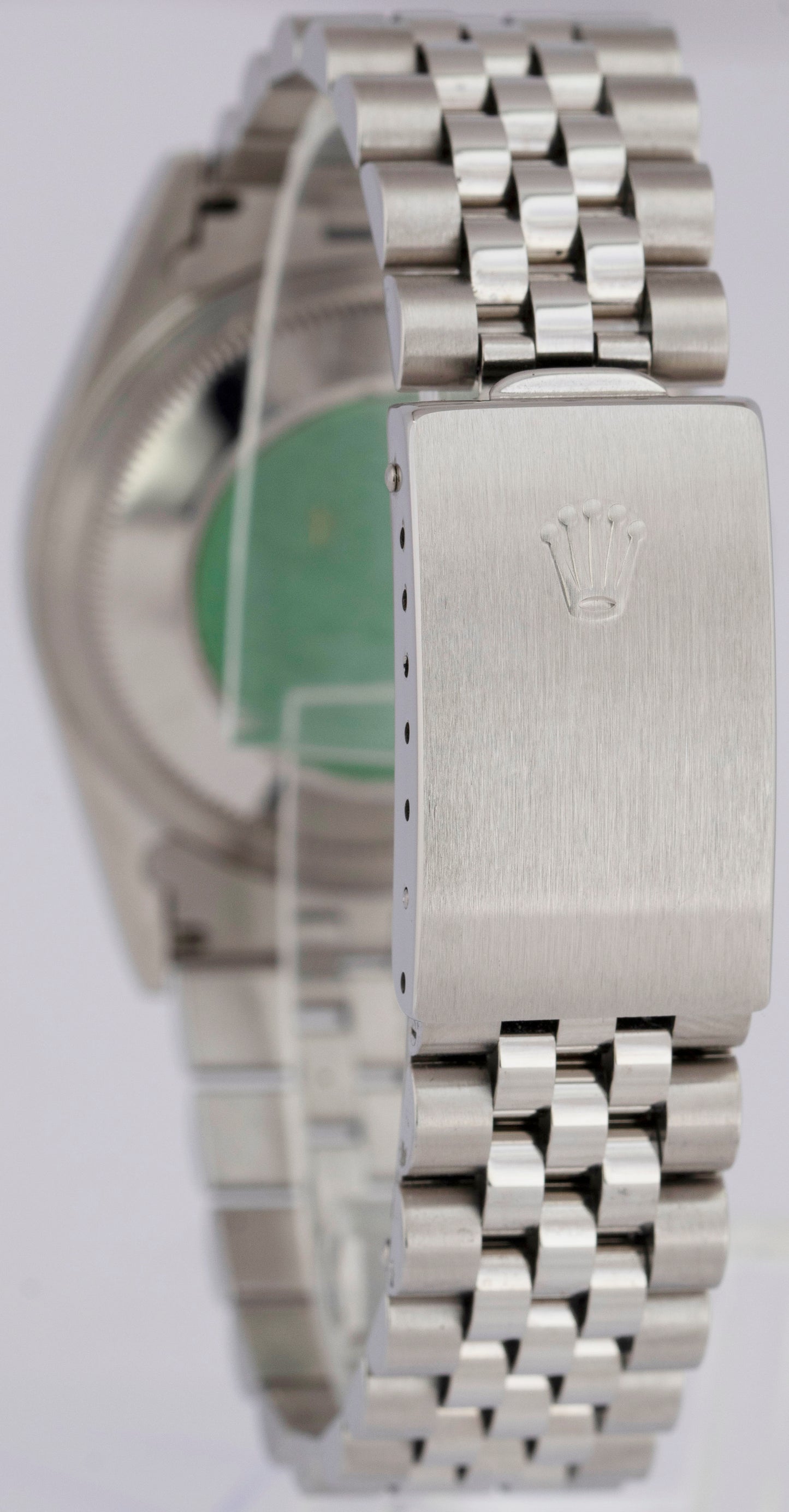 NOS Rolex DateJust Silver 36mm Stainless Steel 18K White Gold Watch 16234 BOX