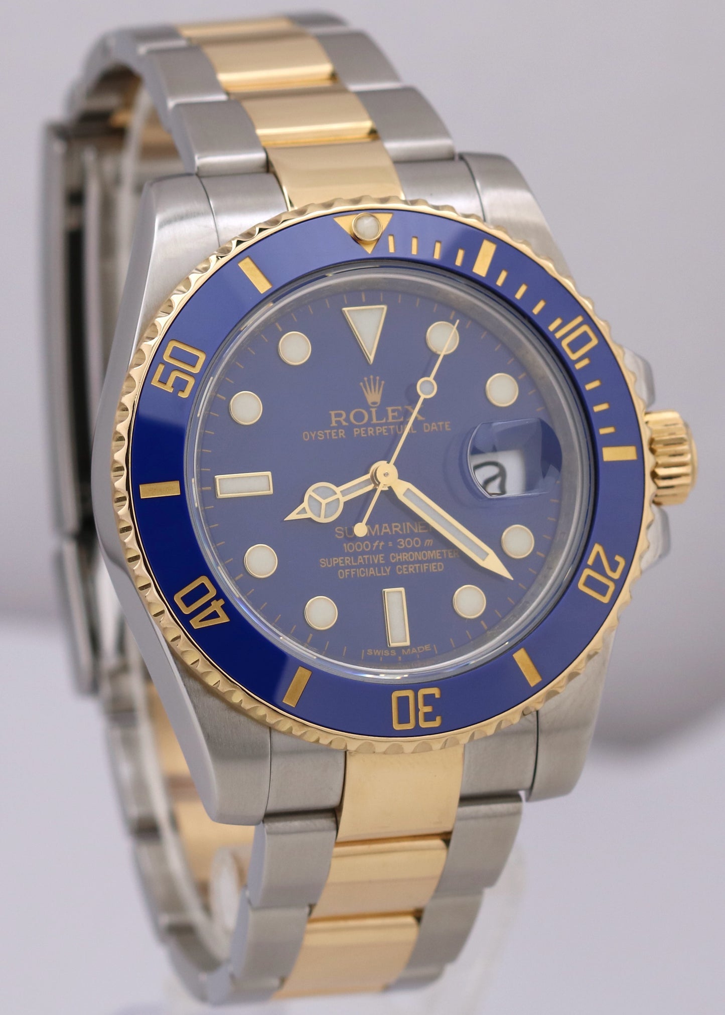 MINT PAPERS Rolex Submariner Date Two-Tone 18K Gold FLAT BLUE 40mm 116613 LB BOX