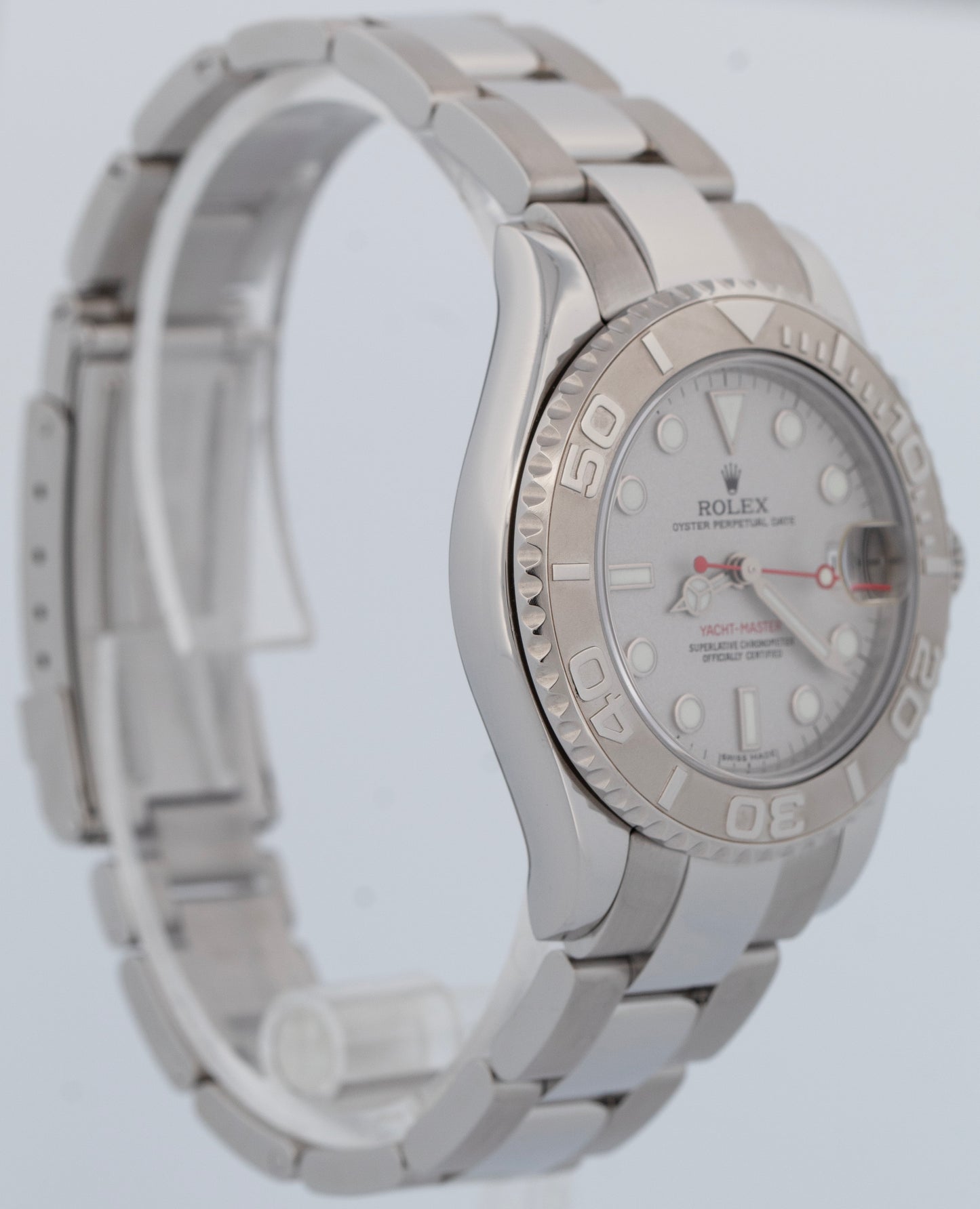 2014 PAPERS Rolex Yacht-Master Mid-Size Platinum Steel 35mm Watch 168622 BOX