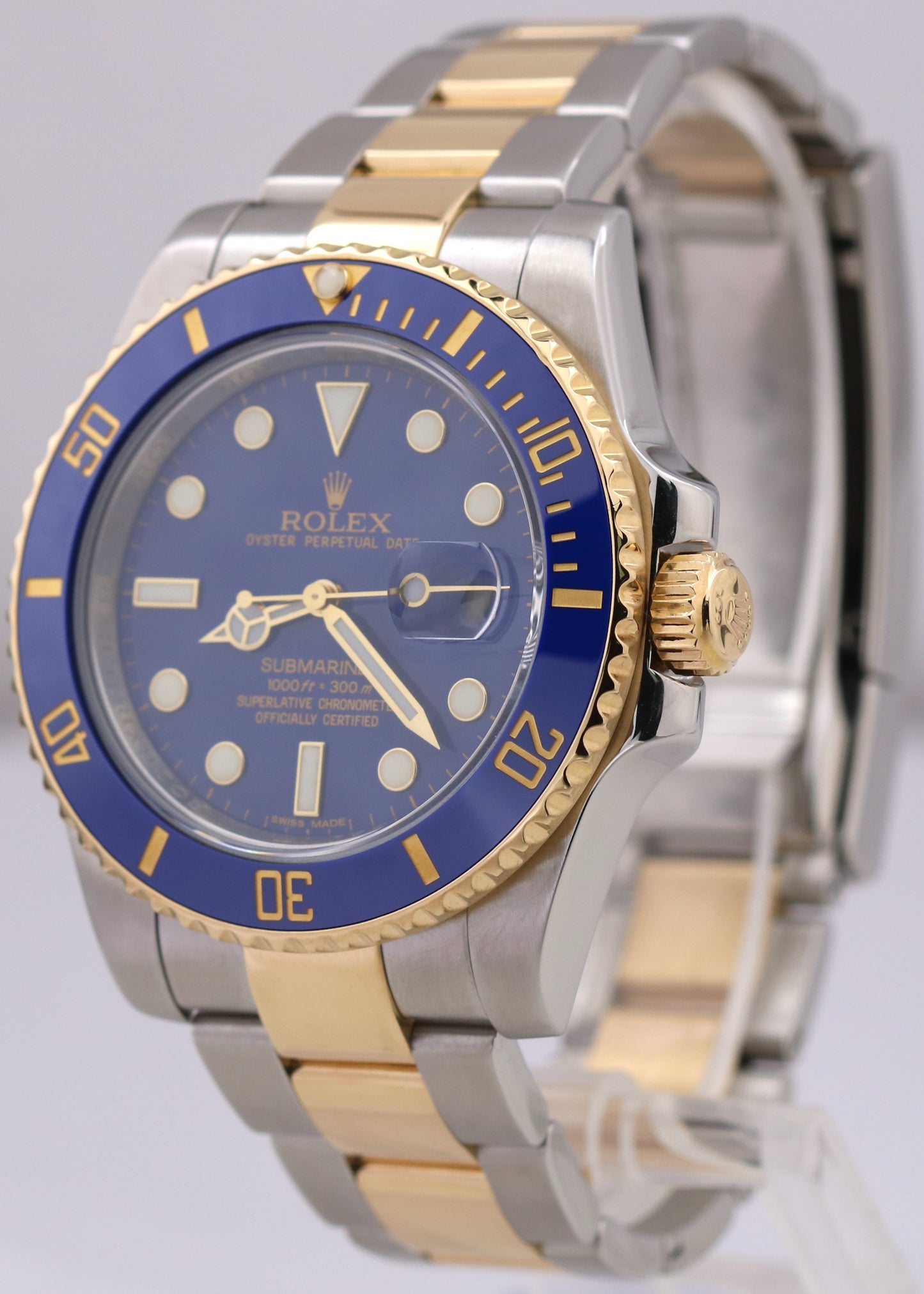 MINT PAPERS Rolex Submariner Date Two-Tone 18K Gold FLAT BLUE 40mm 116613 LB BOX