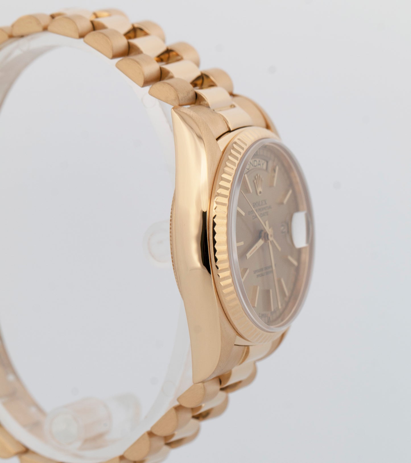 Rolex Day-Date President Champagne 36mm 18K Yellow Gold Fluted Watch 18038