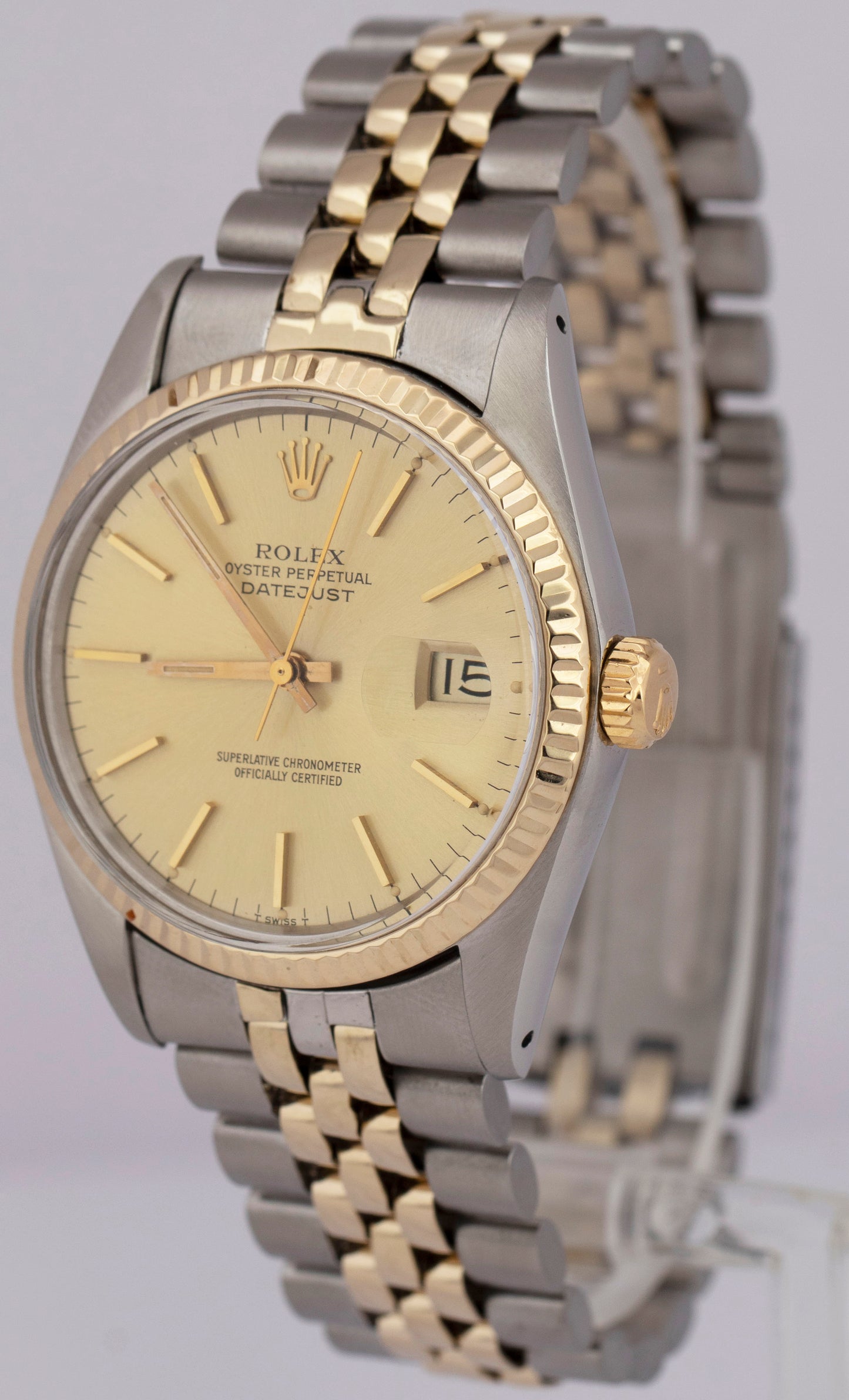 Rolex DateJust 36mm Champagne 14K Gold Two-Tone Stainless Steel Watch 16013