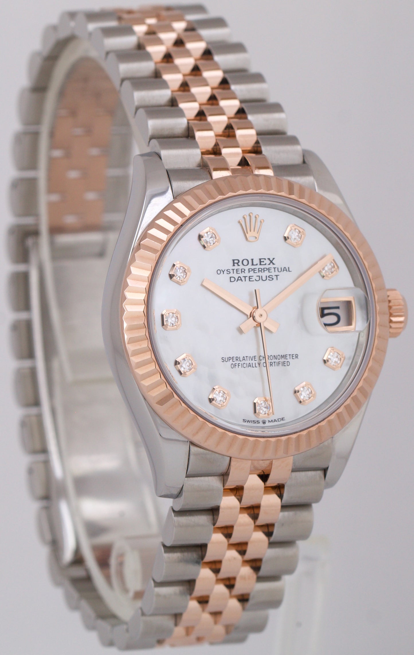 MINT 2024 PAPERS Rolex DateJust 31mm MOP DIAMOND Jubilee 18K Gold 278271 BOX