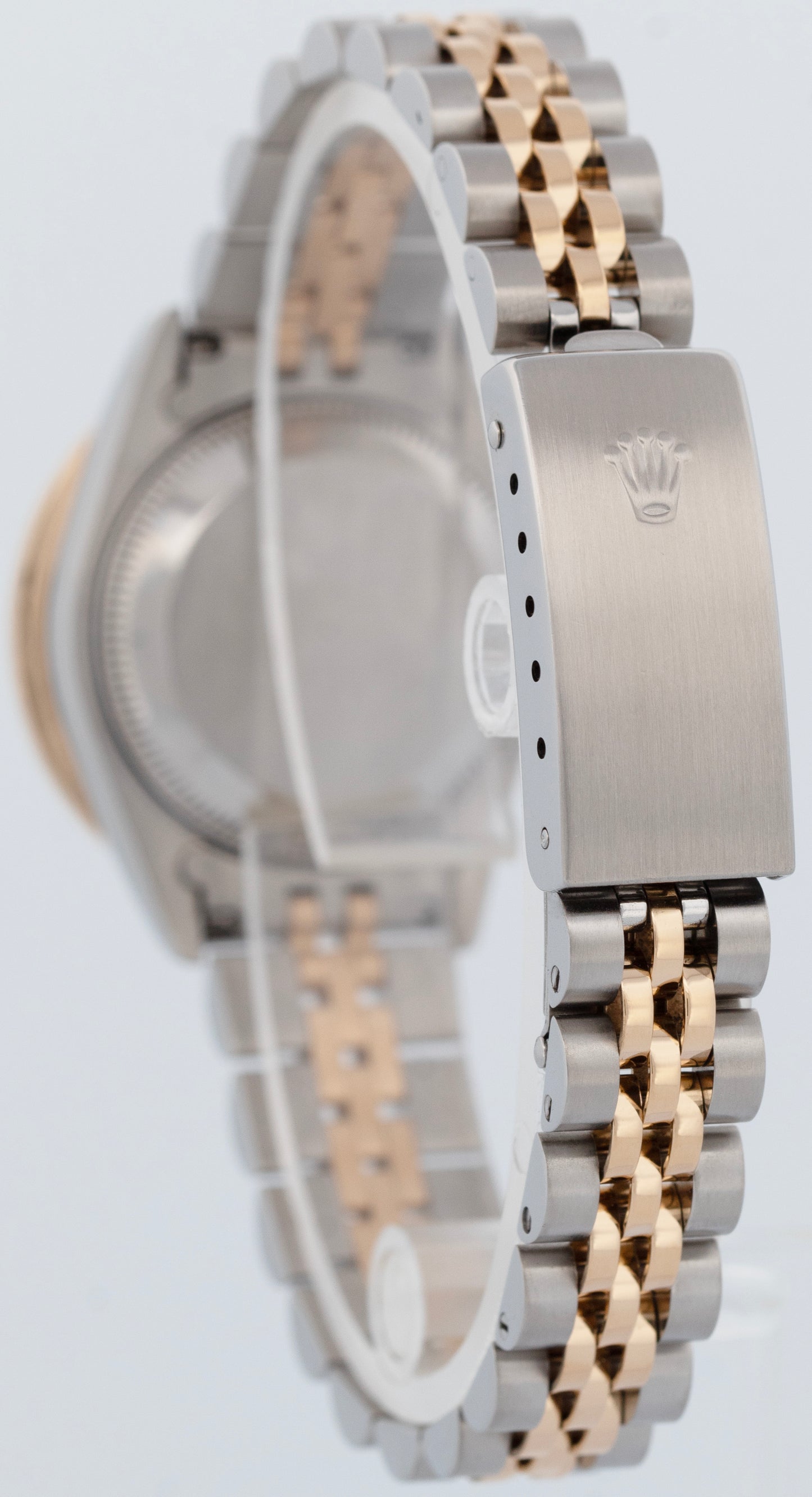Ladies Rolex DateJust 26mm BLUE Dial DIAMOND Bezel 18K Gold Steel JUBILEE 69173