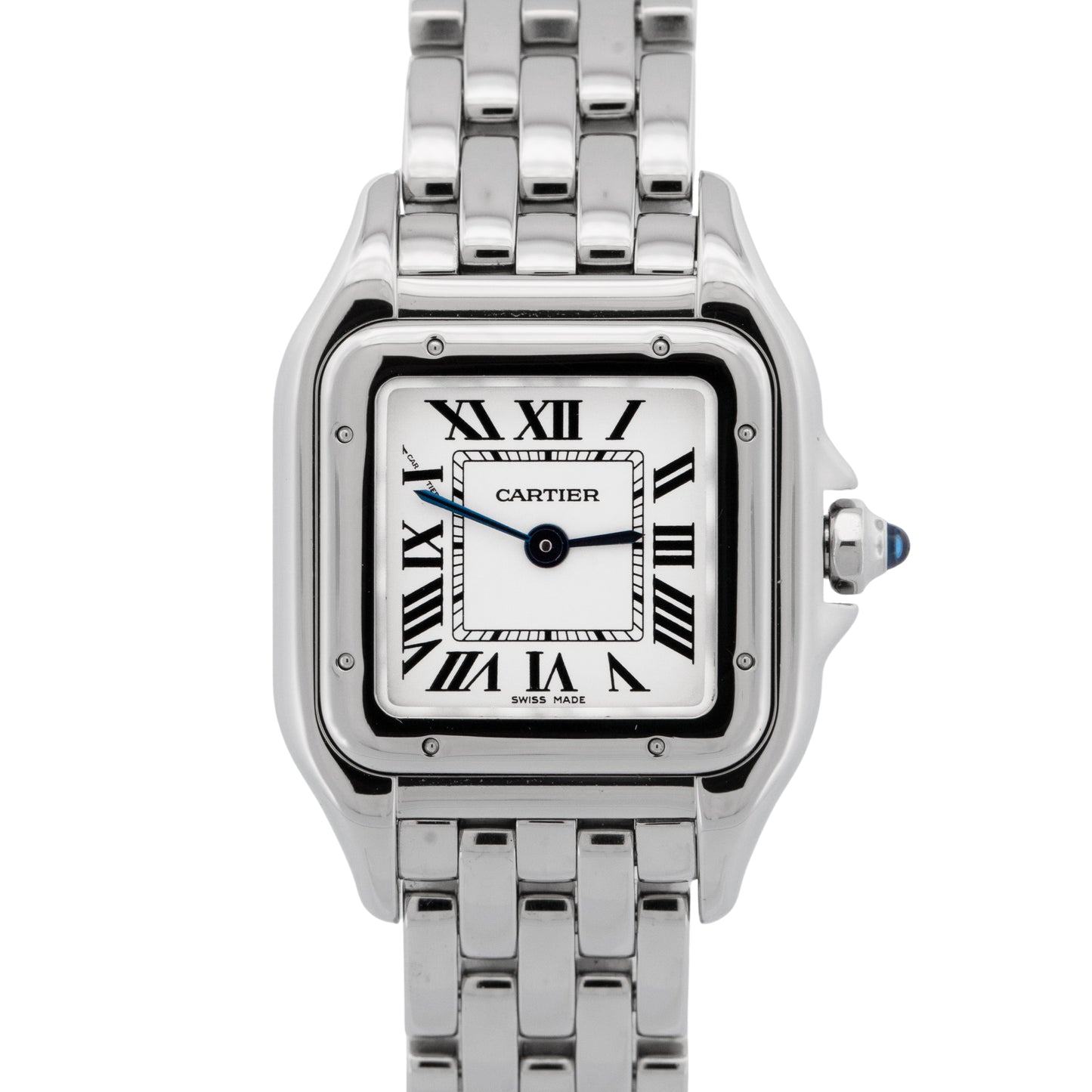 Cartier Panthere Small Stainless White Roman 23mm Quartz Watch 4022 WSPN0006