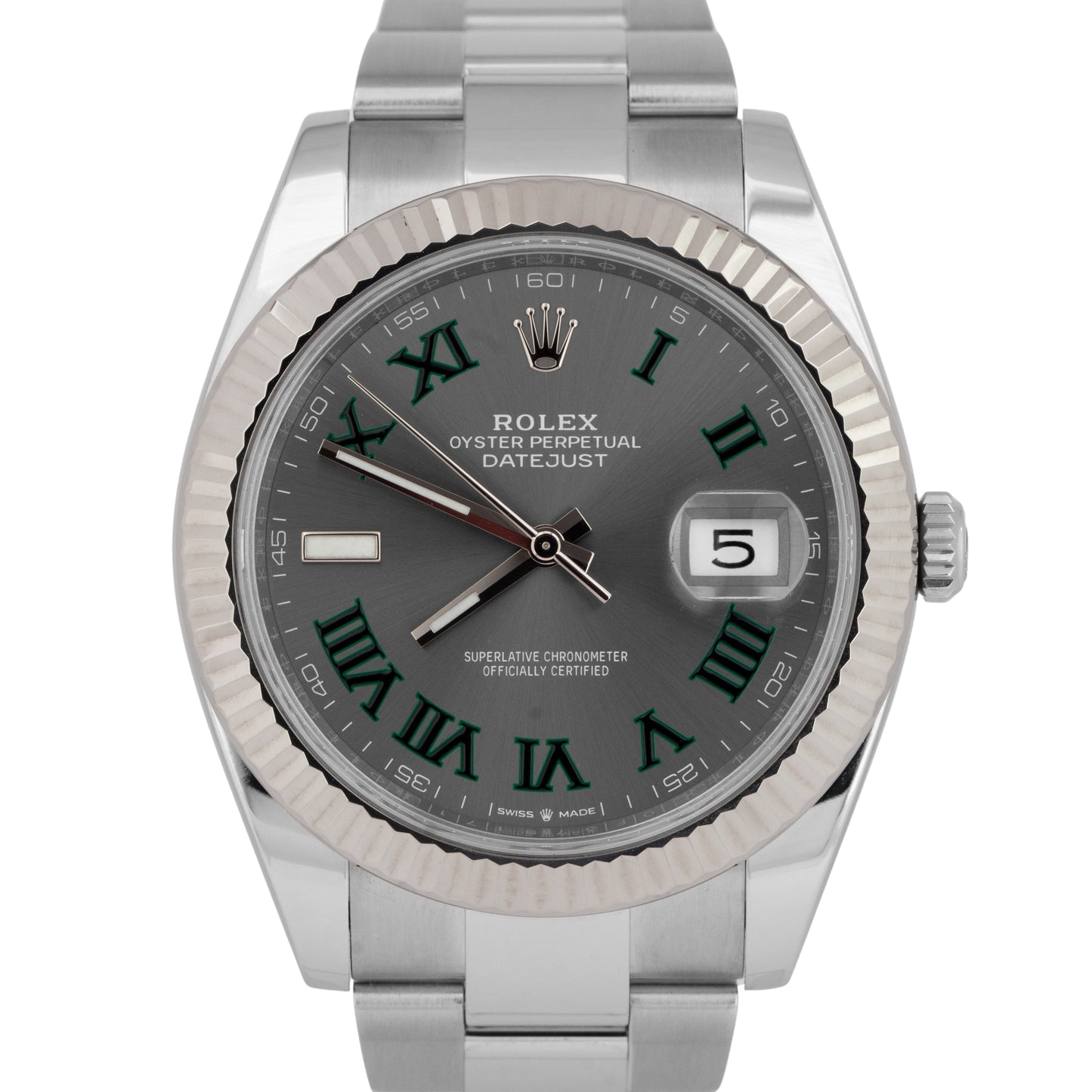 2024 NEW PAPERS Rolex DateJust 41mm Wimbledon Fluted Oyster Watch 126334 BOX