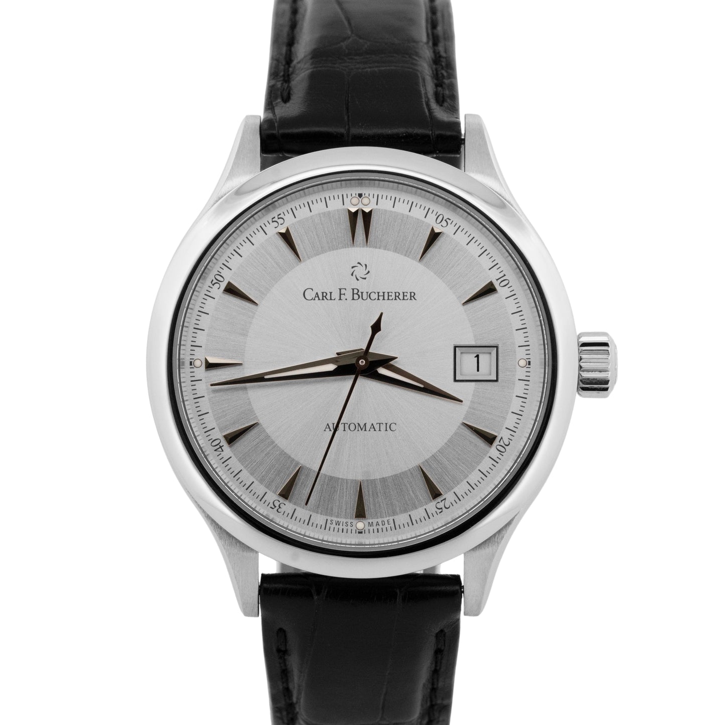 PAPERS Carl F. Bucherer Manero Steel Silver 38mm 00.10908.08.13.01 Watch BOX