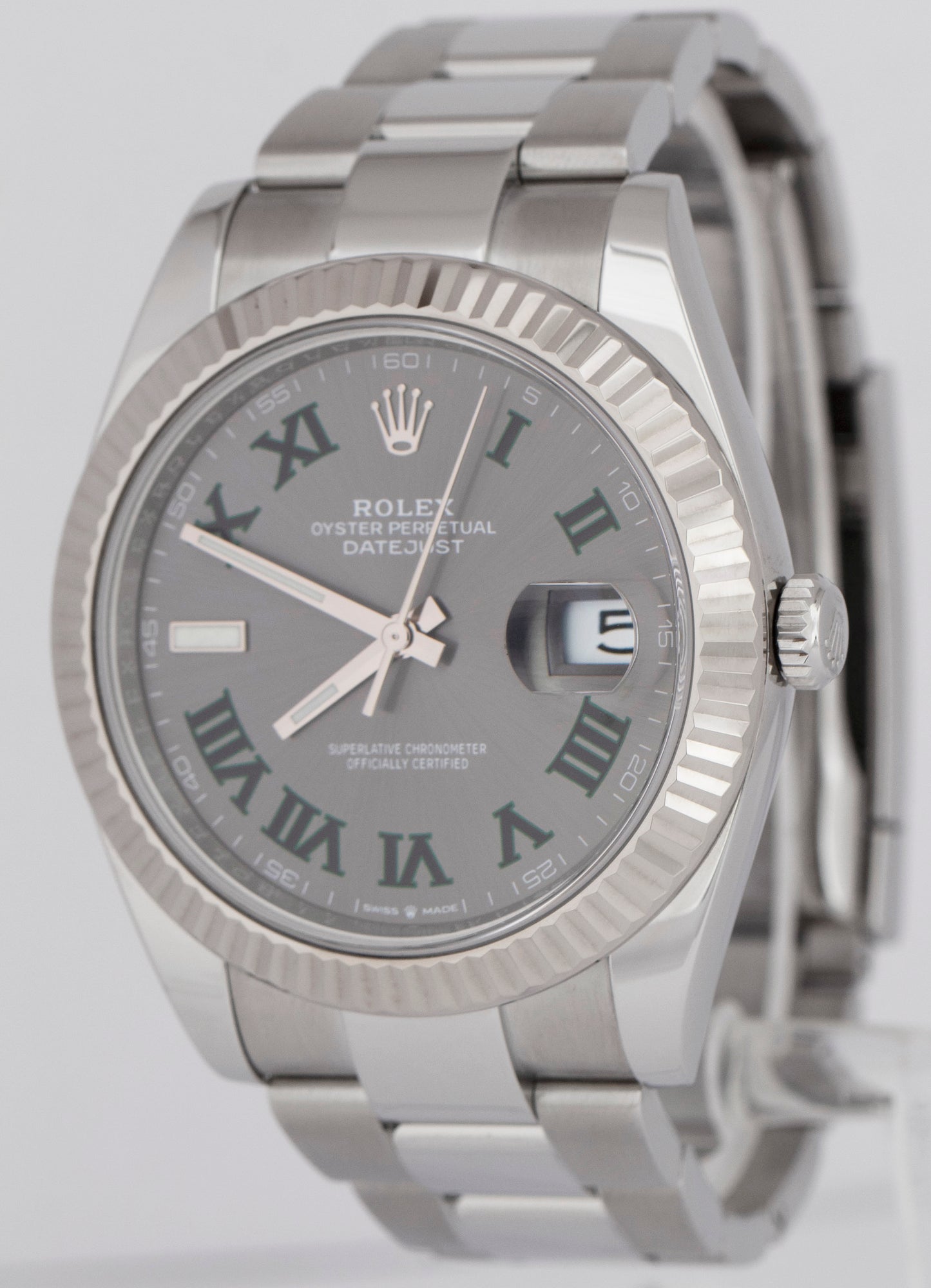 2024 NEW PAPERS Rolex DateJust 41mm Wimbledon Fluted Oyster Watch 126334 BOX