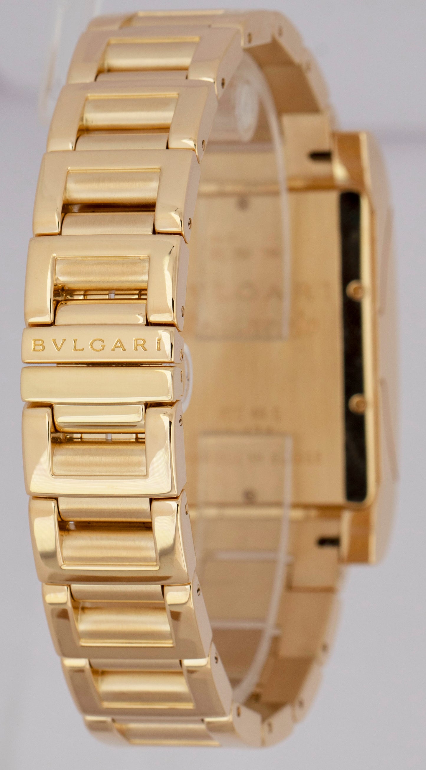 MINT BVLGARI Rettangulo Chronograph 18K DIAMOND Yellow Gold 29mm Watch RTC 49 G