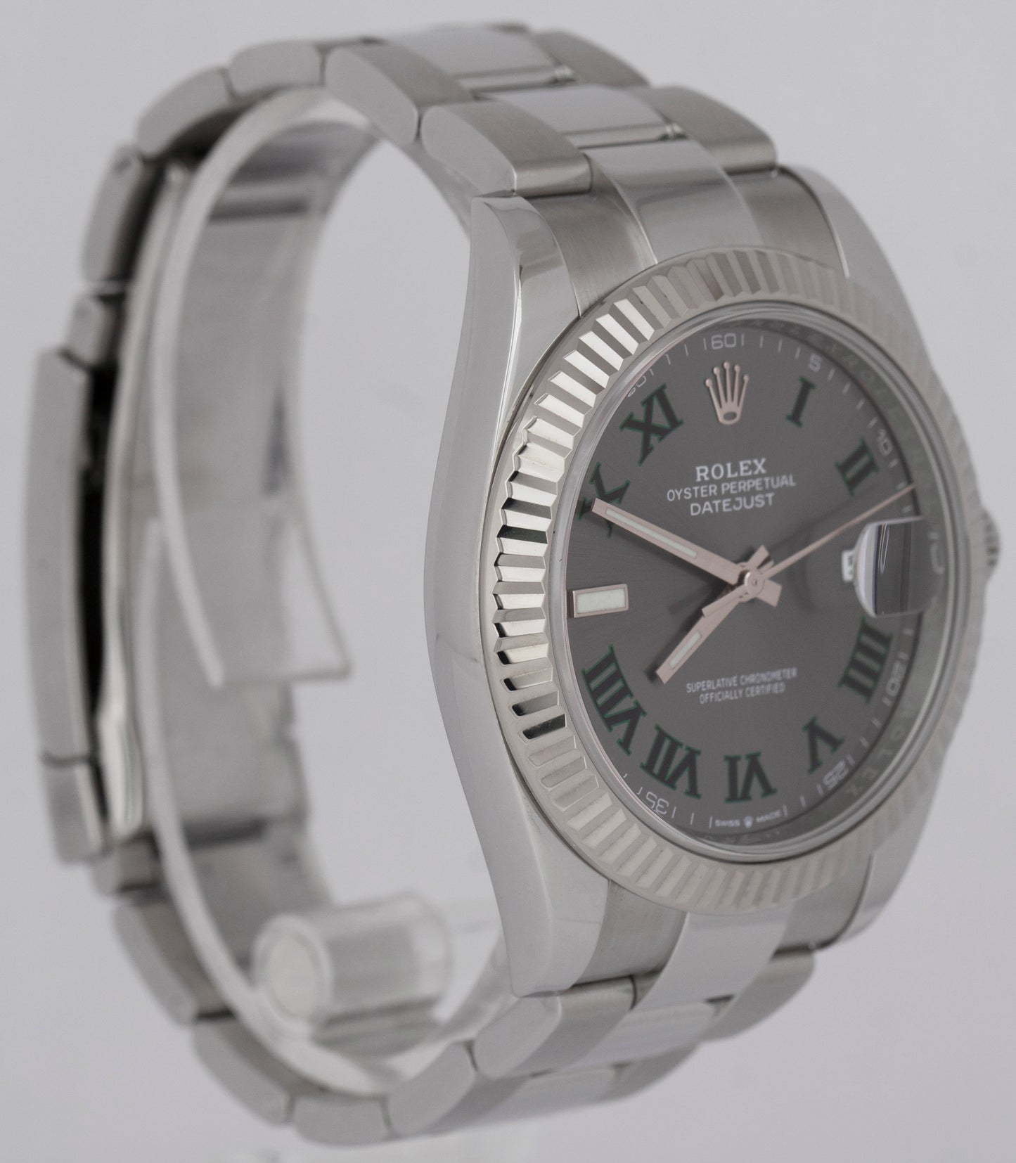 2024 NEW PAPERS Rolex DateJust 41mm Wimbledon Fluted Oyster Watch 126334 BOX