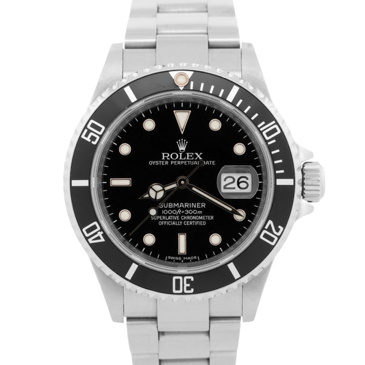 Rolex Submariner Date RANDOM SERIAL REHAUT Black Steel 40mm Oyster Watch 16610