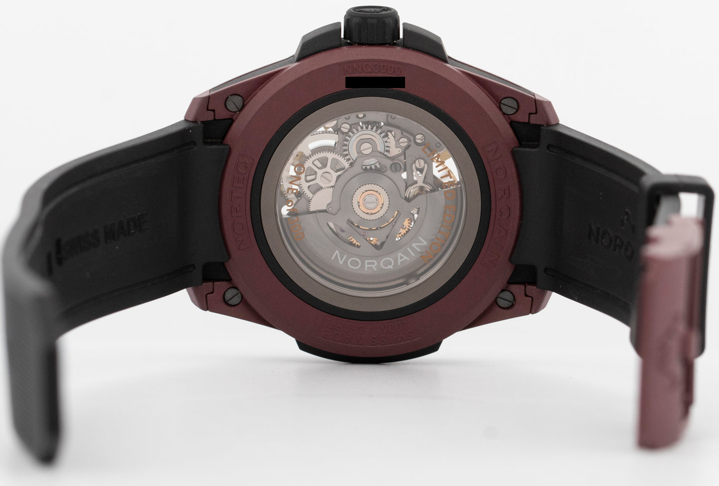 2025 PAPERS Norqain Independence Wild One Skeleton 42mm Burgundy Red NNQ3000 BOX