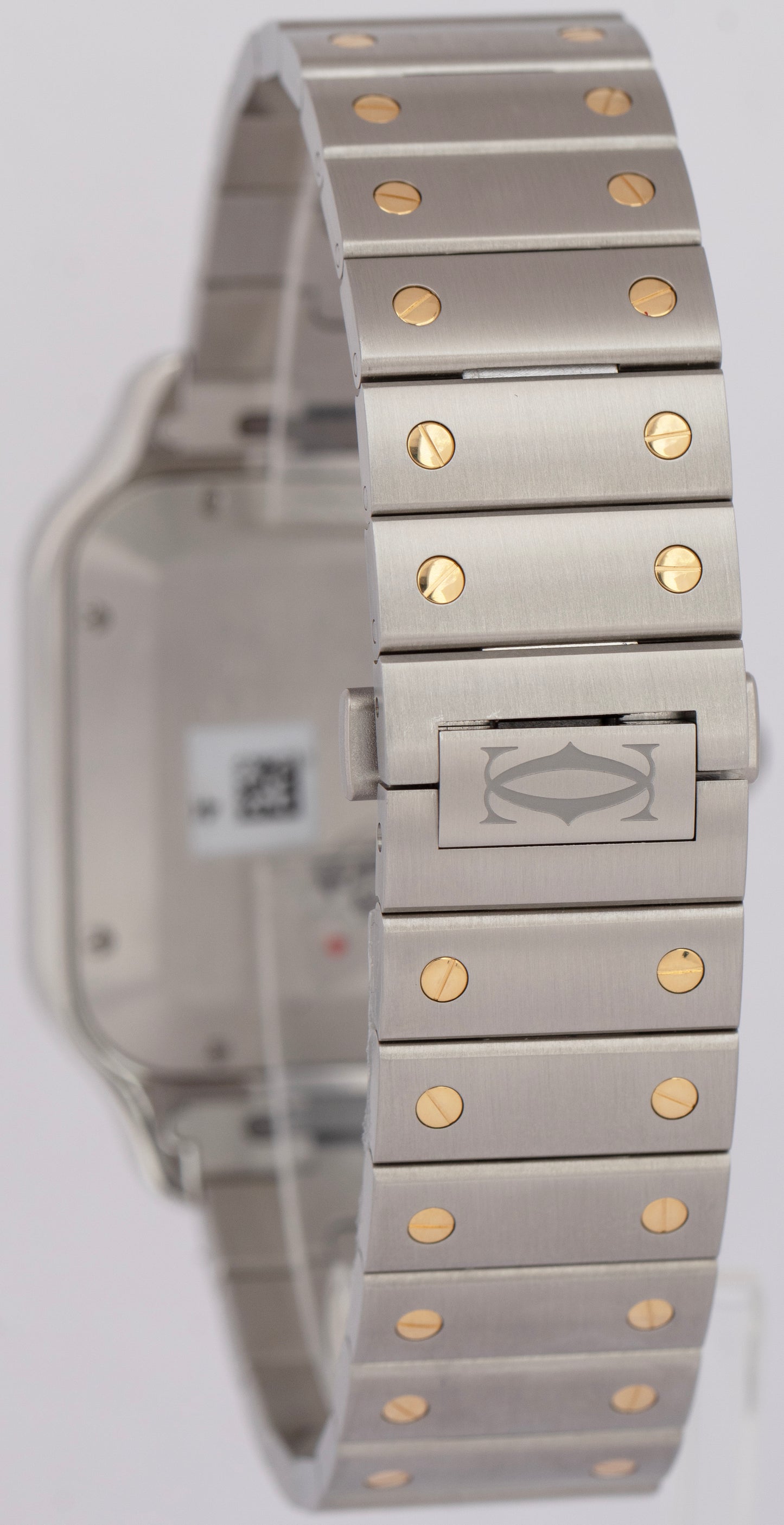 NEW PAPERS Cartier Santos 39.8mm Gray 18K Gold Steel Watch 4072 W2SA0030 BOX