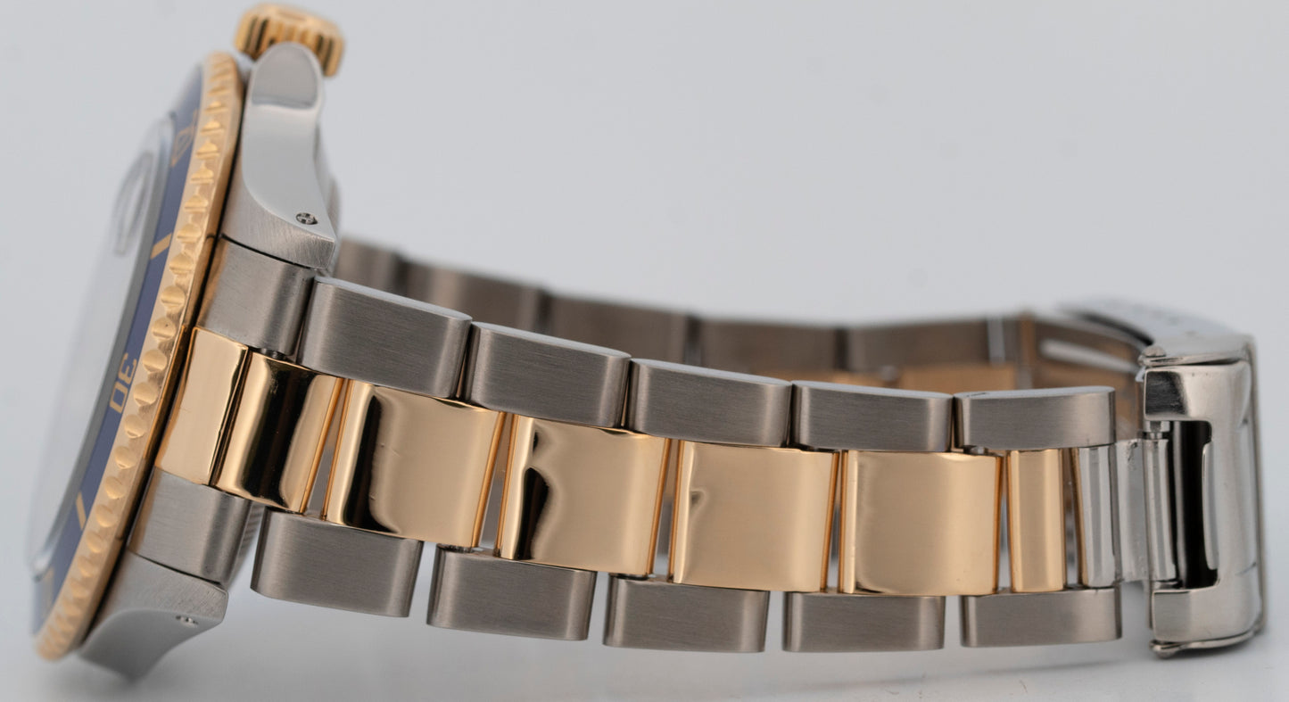 Rolex Submariner Date 40mm BLUE Two-Tone 18K Gold Stainless Steel 16613 Watch