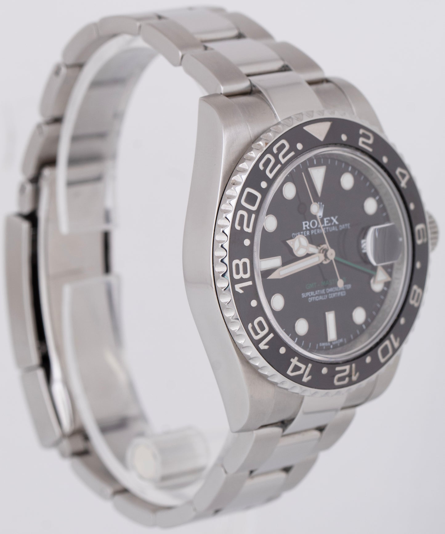MINT Rolex GMT-Master II Black Green Stainless Steel 40mm Date Watch 116710 LN