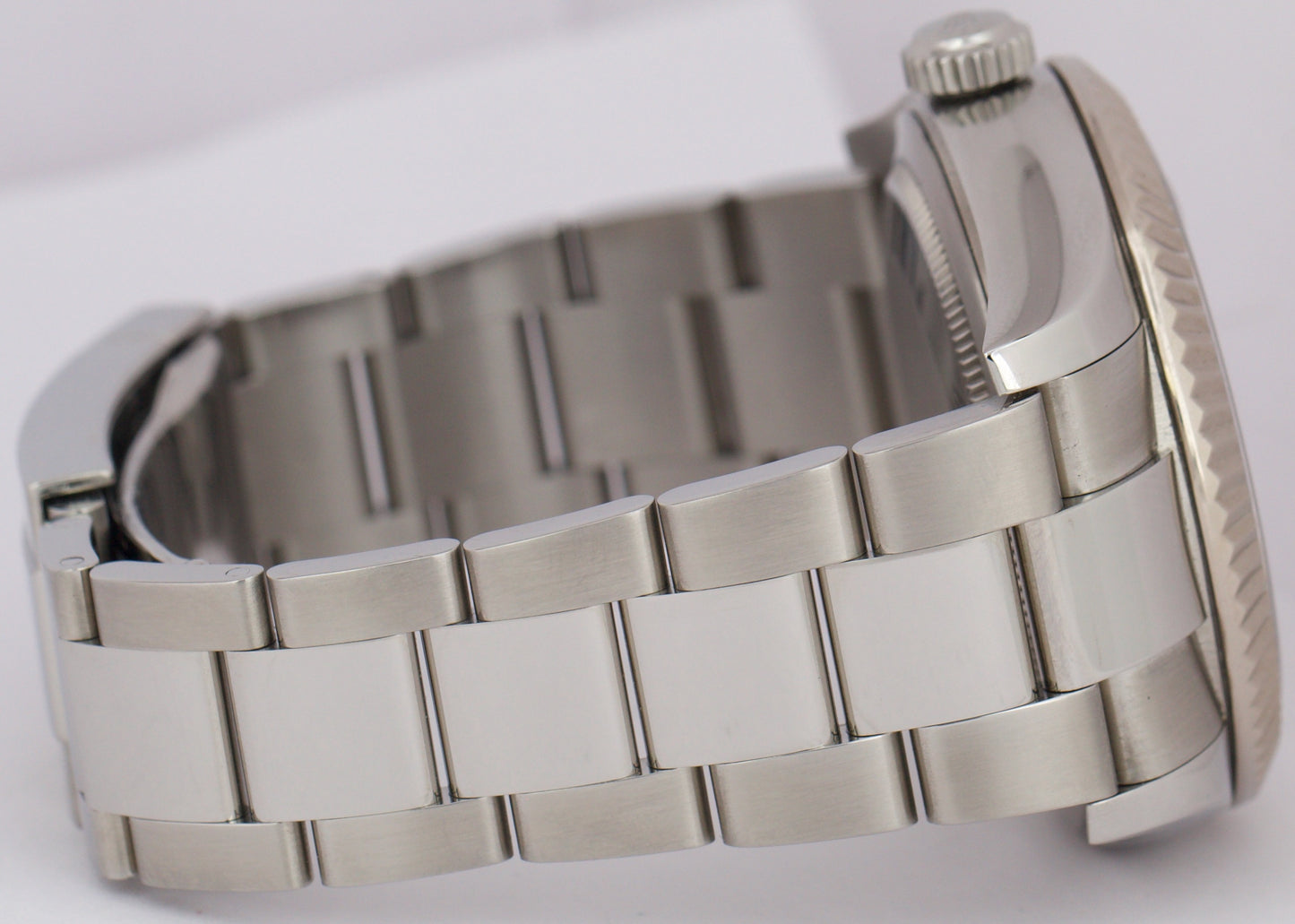 Rolex Sky-Dweller WHITE Stainless Steel Oyster Fluted 18k Gold 42mm 326934 Watch