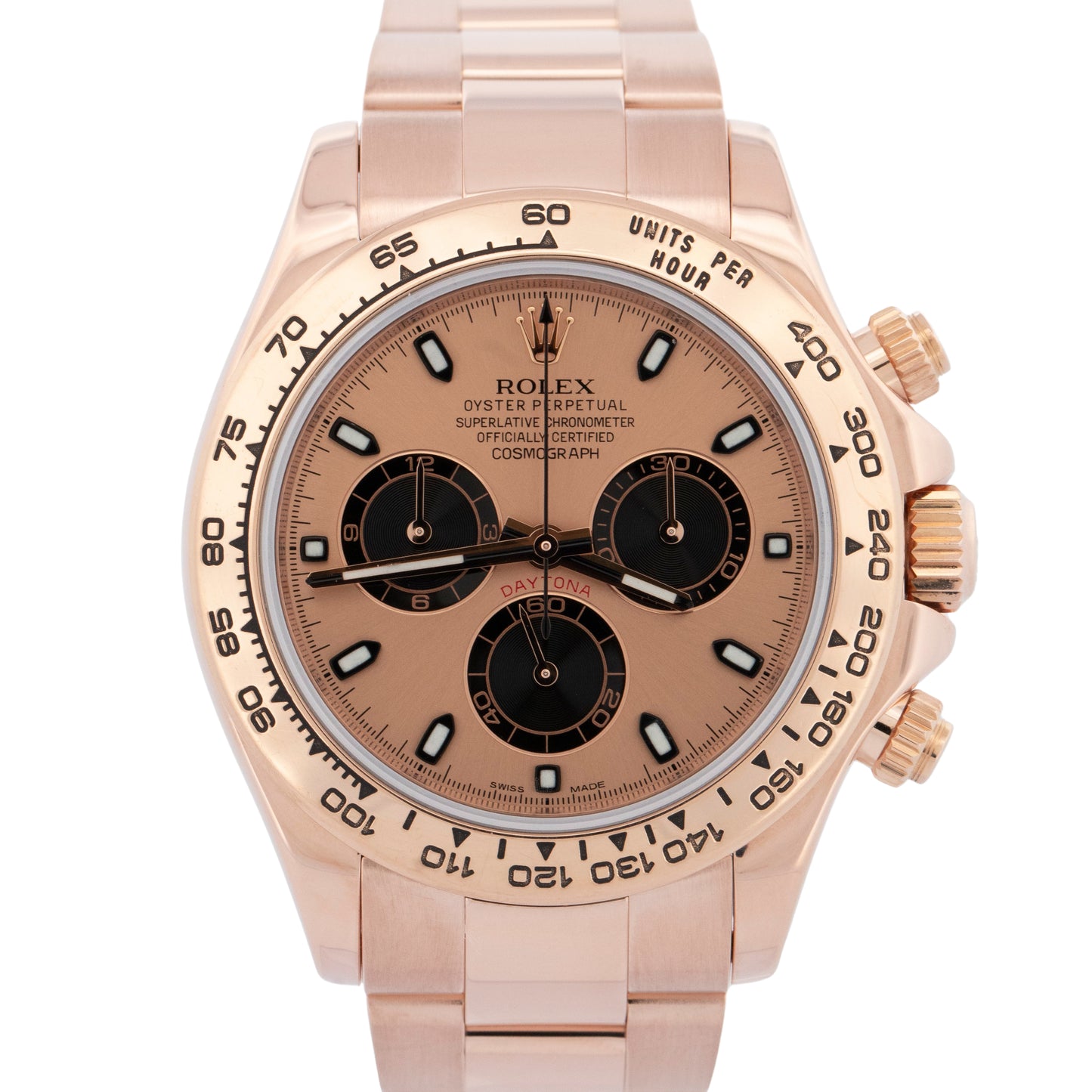 PAPERS Rolex Daytona SUNDUST 40mm 18K Rose Gold Watch Chronograph 116505 BOX