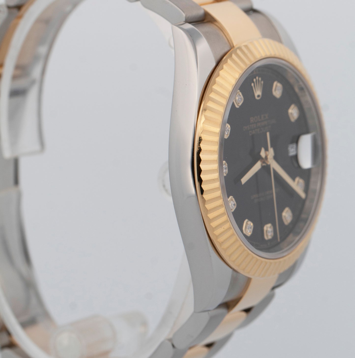 PAPERS Rolex DateJust 41mm BLACK DIAMOND Two-Tone Gold Oyster Watch 126333 BOX